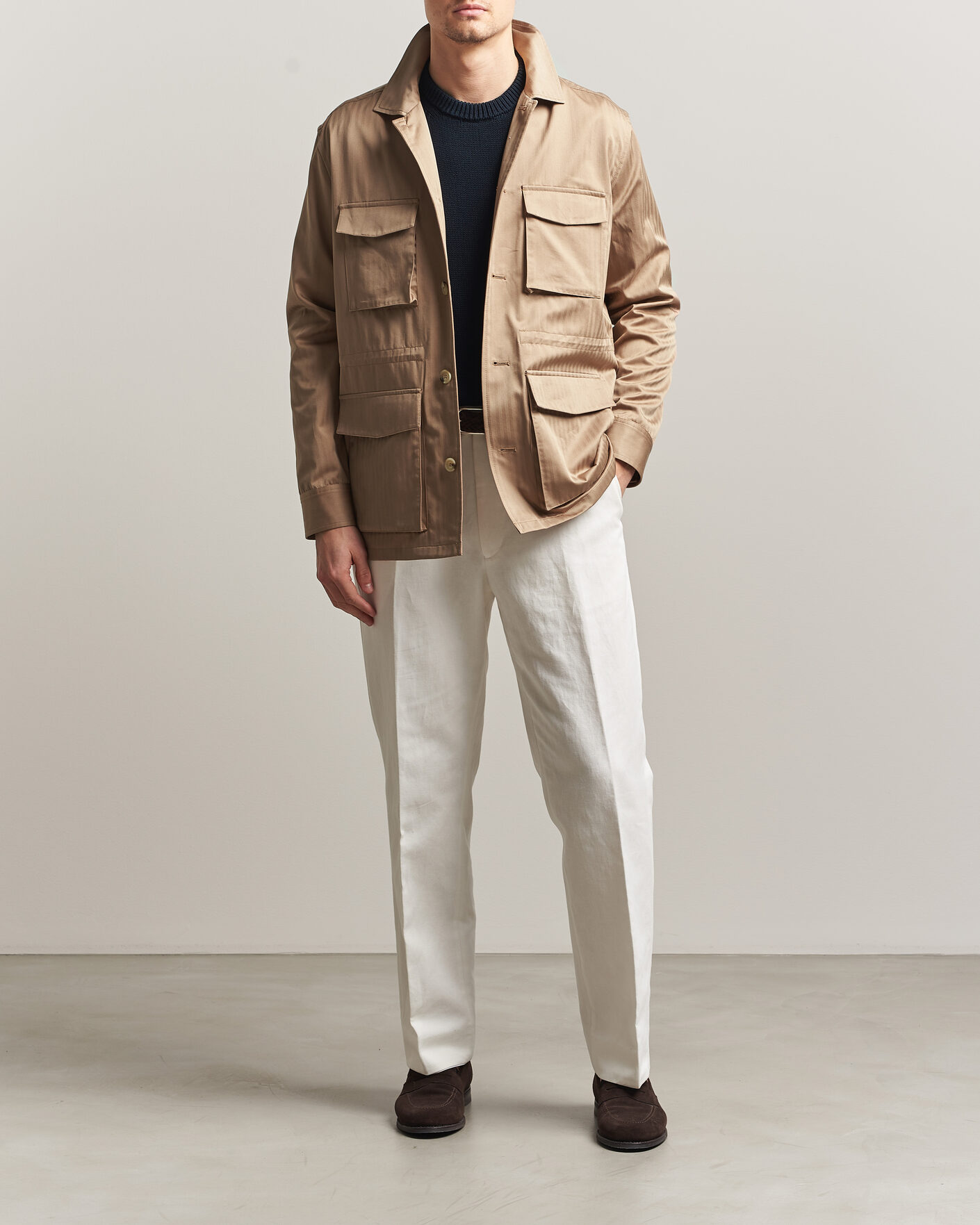 Hombres | Abrigos y chaquetas | Eton | Cotton Safari Drawstring Jacket Beige