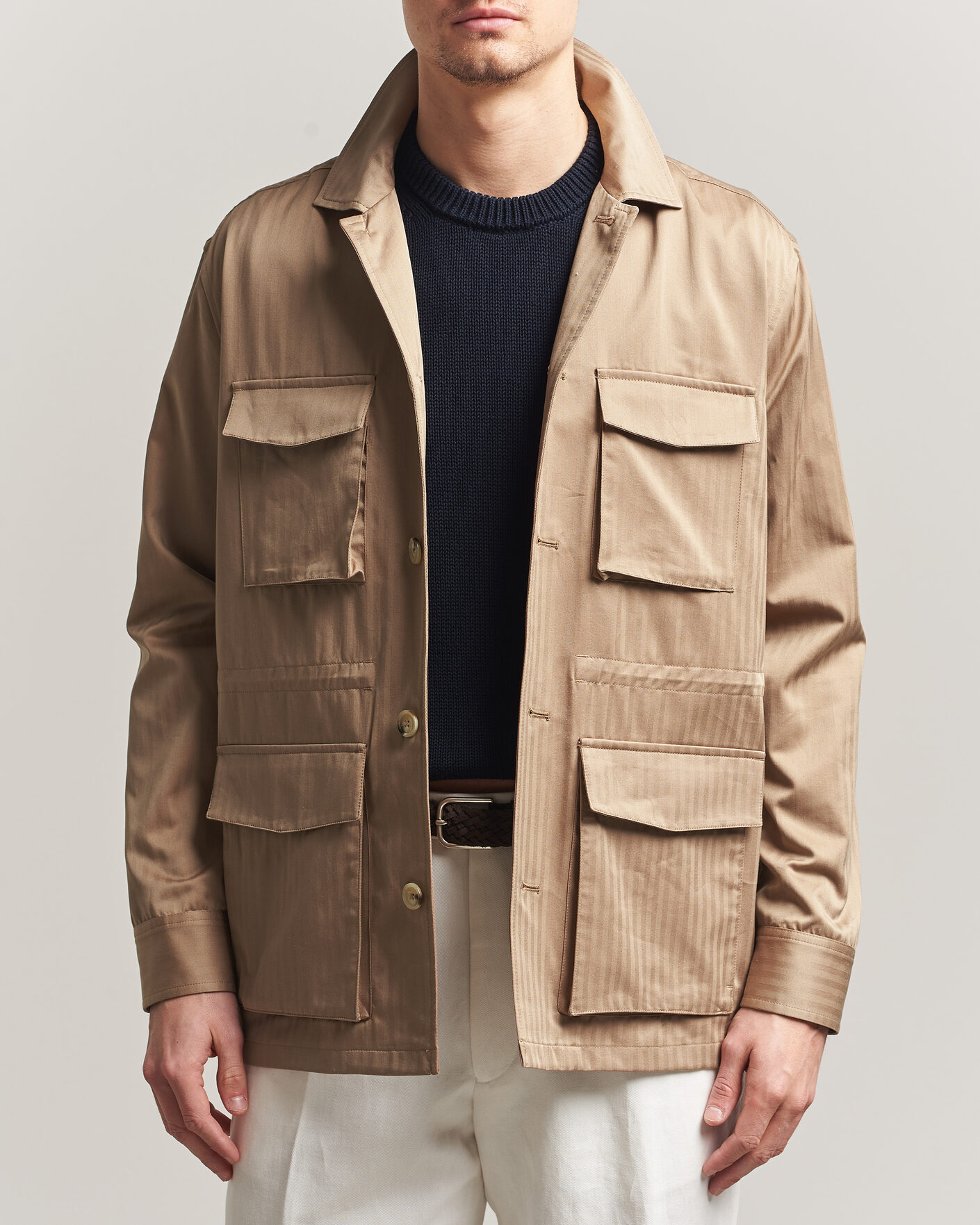 Hombres | Abrigos y chaquetas | Eton | Cotton Safari Drawstring Jacket Beige