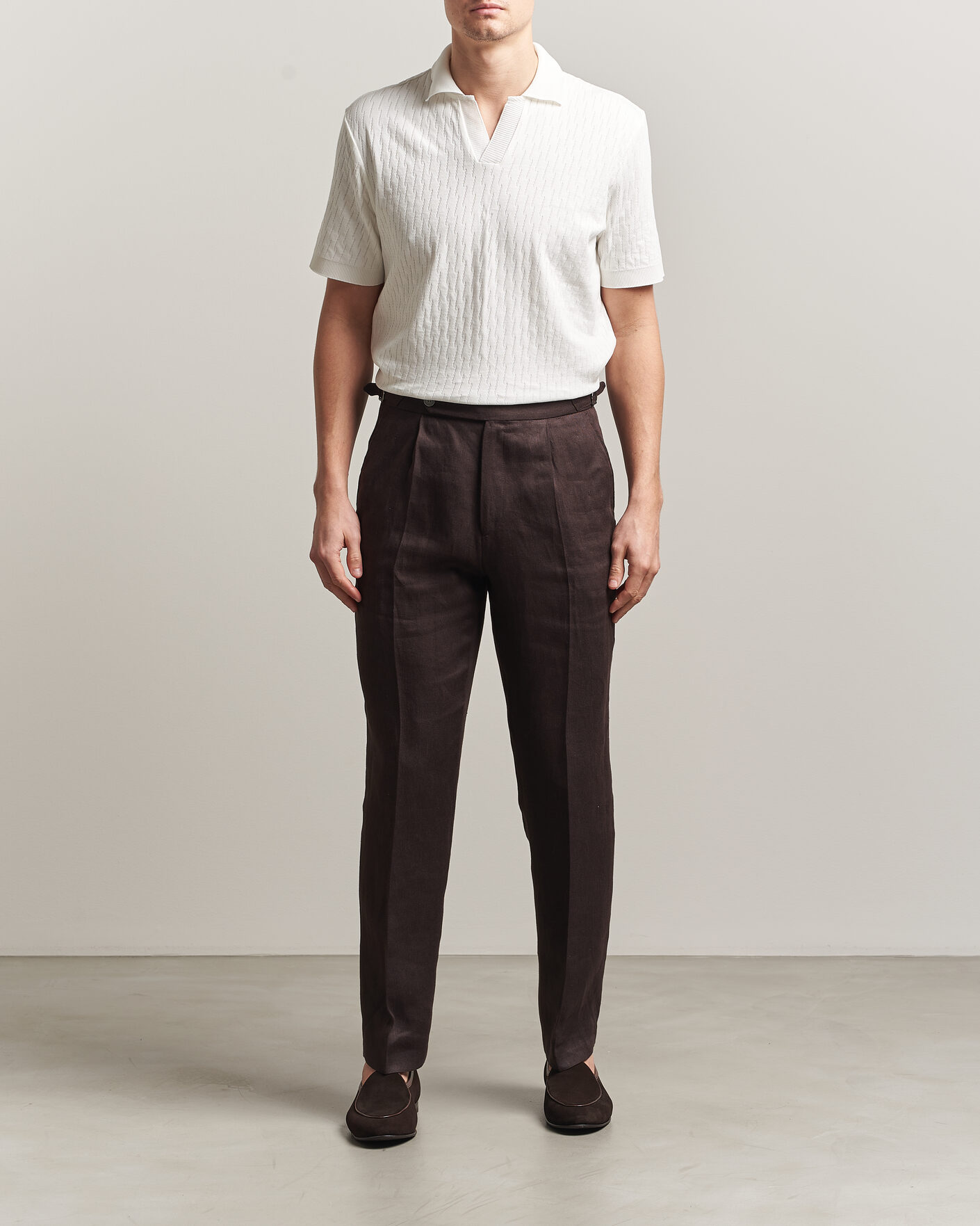 Hombres | Polos | Eton | Open Collar Jacquard Polo Off White