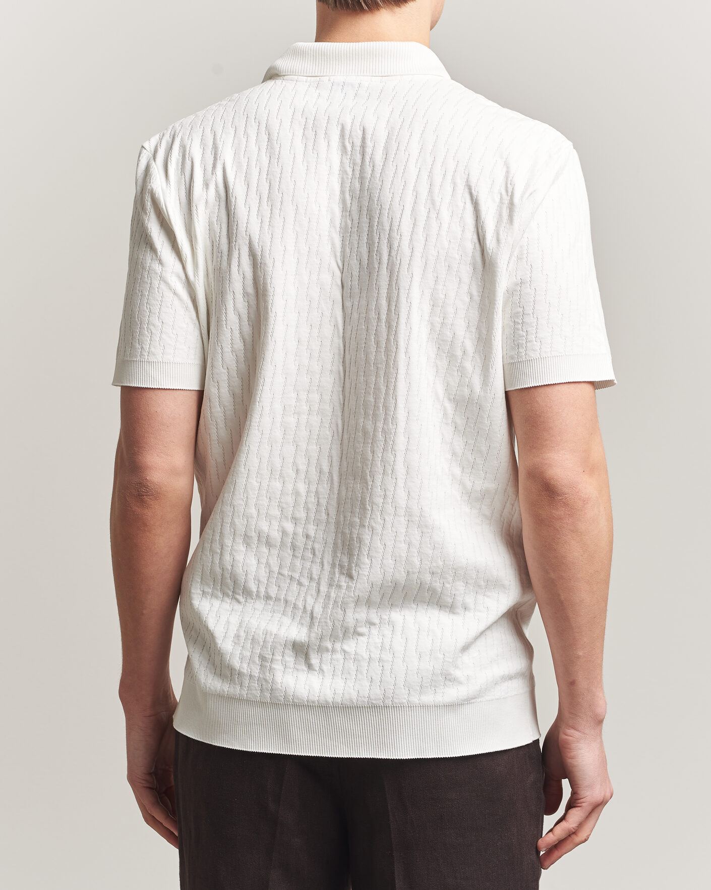 Hombres | Polos | Eton | Open Collar Jacquard Polo Off White