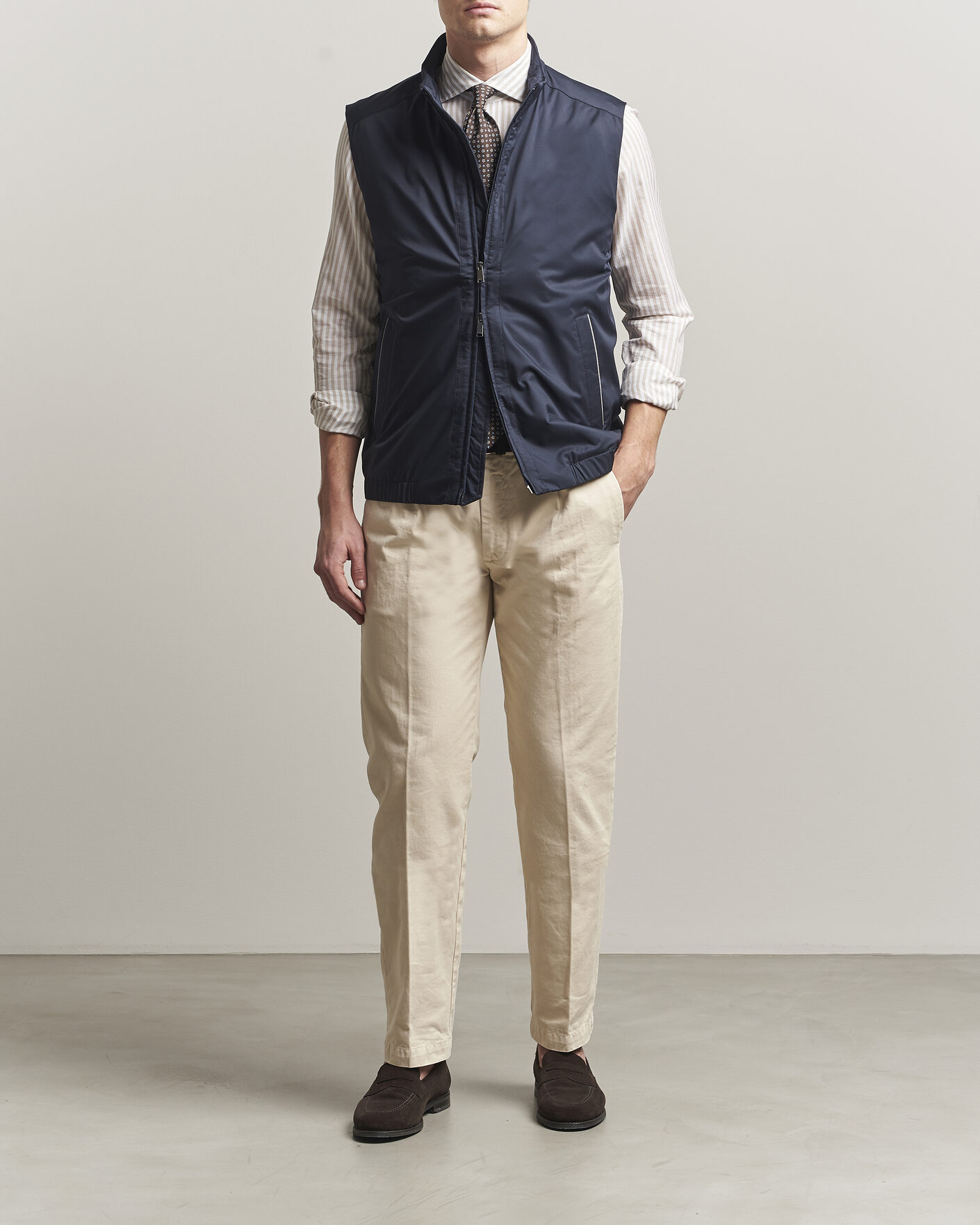 Hombres | Chalecos | Eton | Lightweight Wind Vest Navy Blue