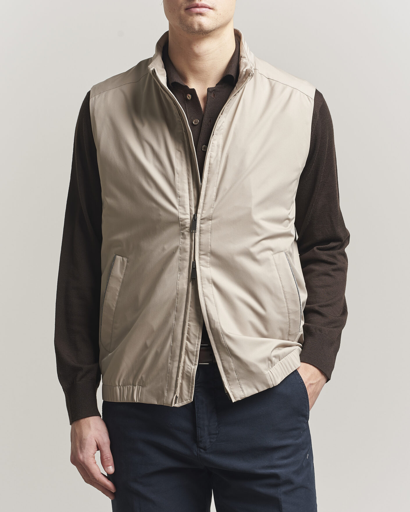 Hombres | Chalecos | Eton | Lightweight Wind Vest Beige