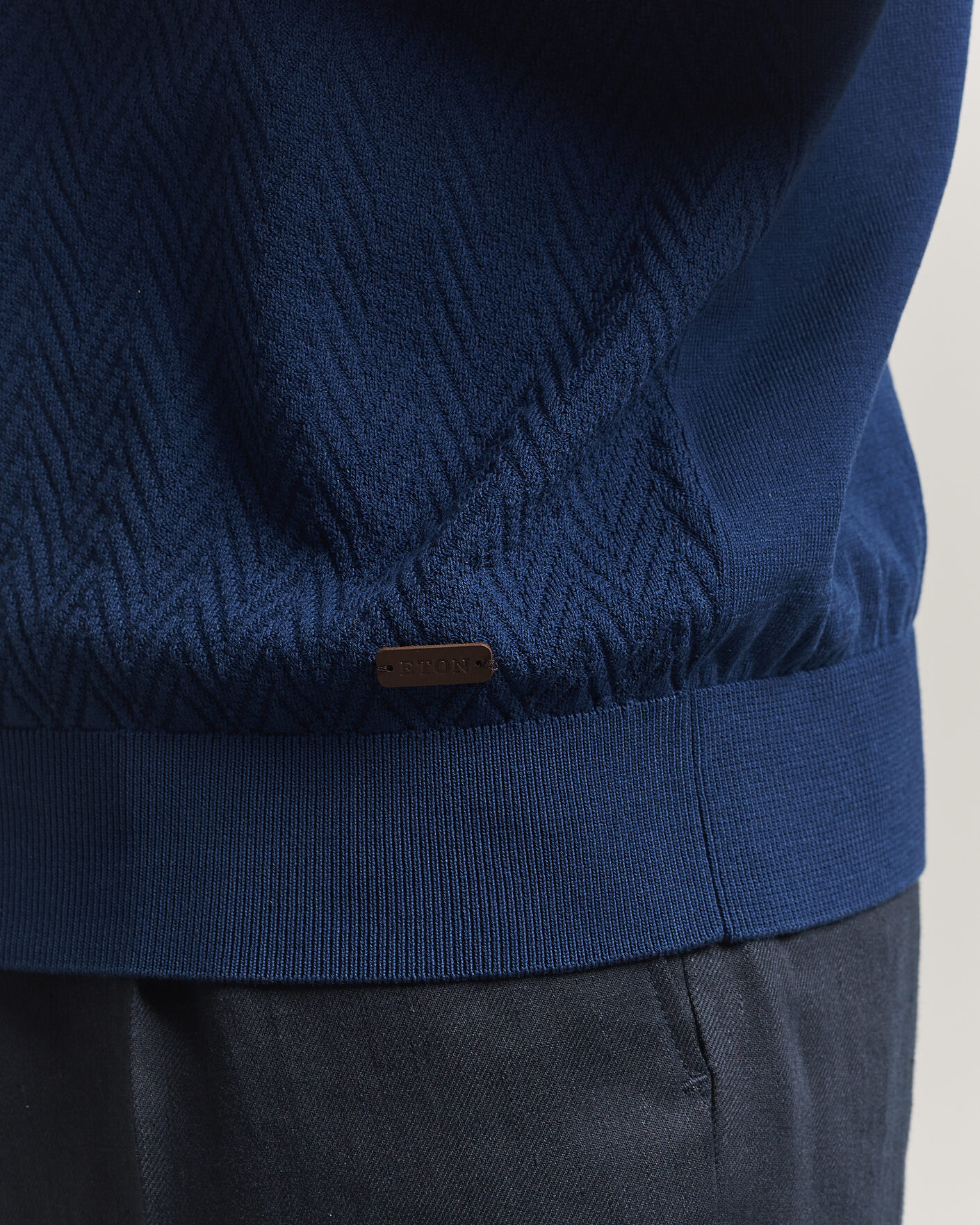 Hombres | Camisetas | Eton | Cotton Knitted Crew Neck T-Shirt Navy Blue