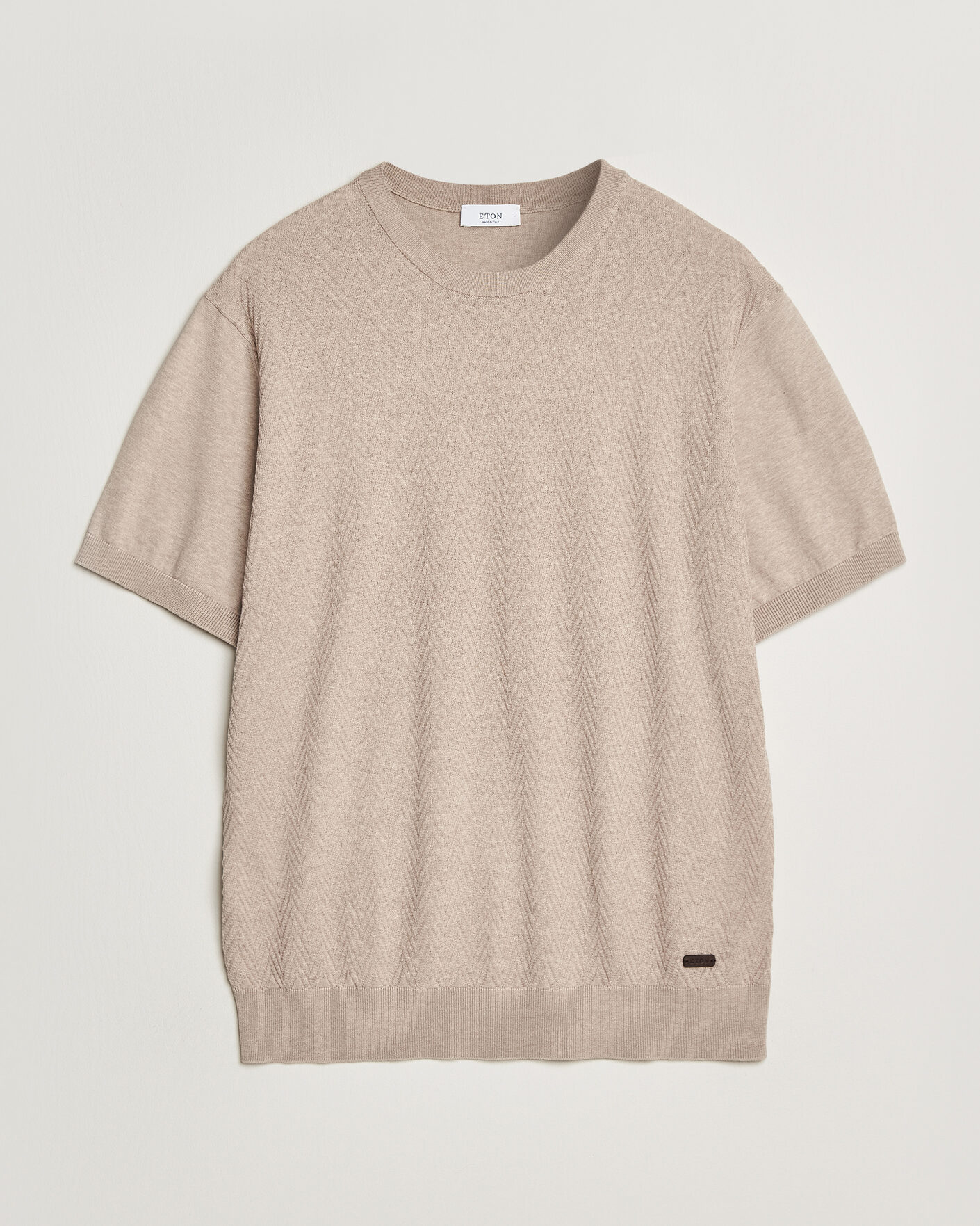 Hombres | Camisetas | Eton | Cotton Knitted Crew Neck T-Shirt Beige