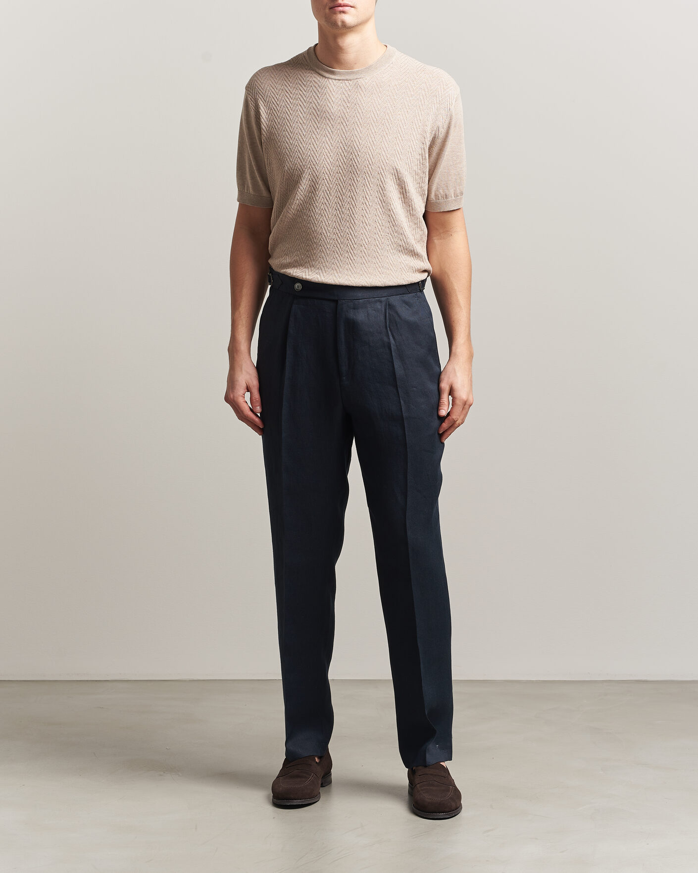 Hombres | Camisetas | Eton | Cotton Knitted Crew Neck T-Shirt Beige