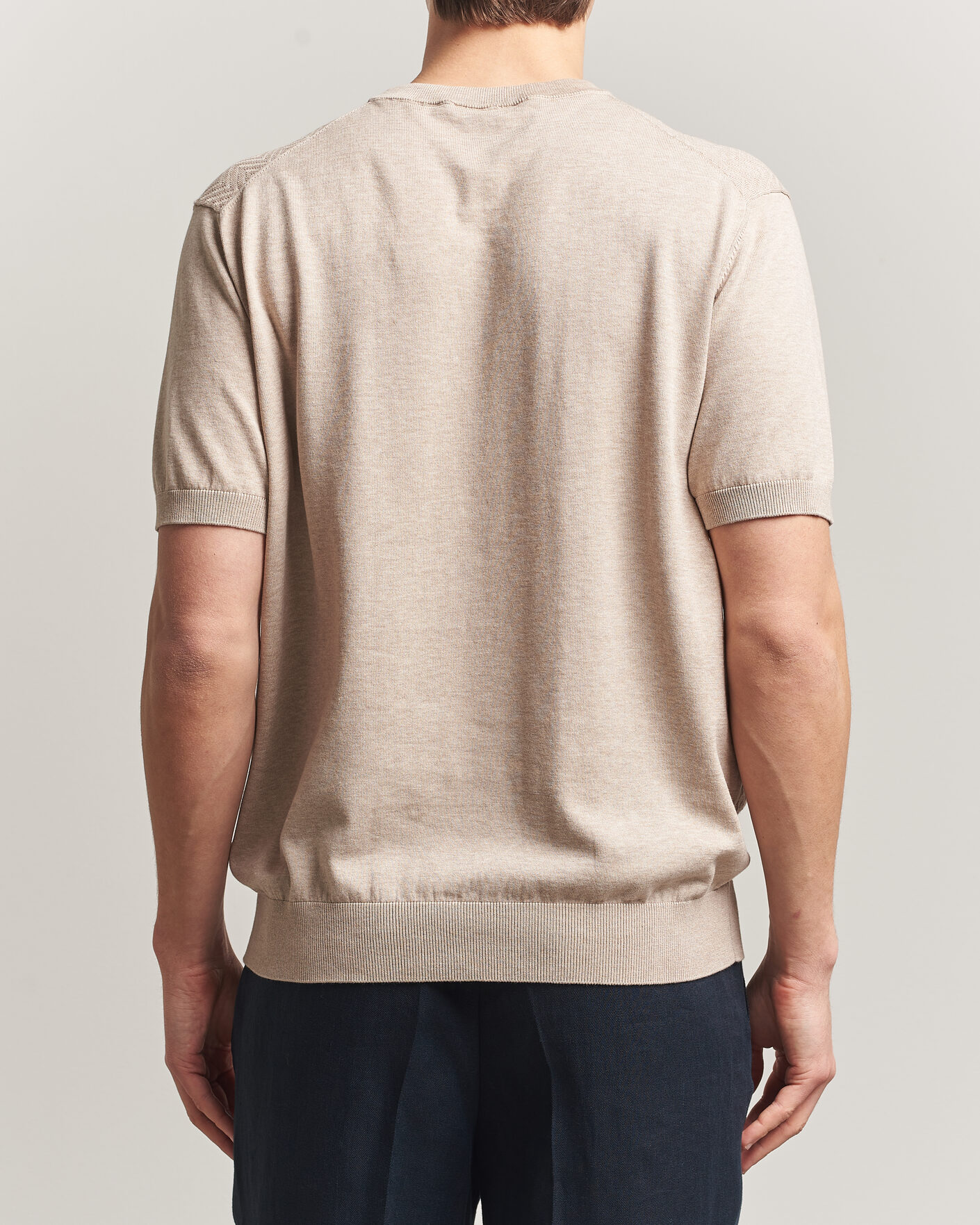 Hombres | Camisetas | Eton | Cotton Knitted Crew Neck T-Shirt Beige