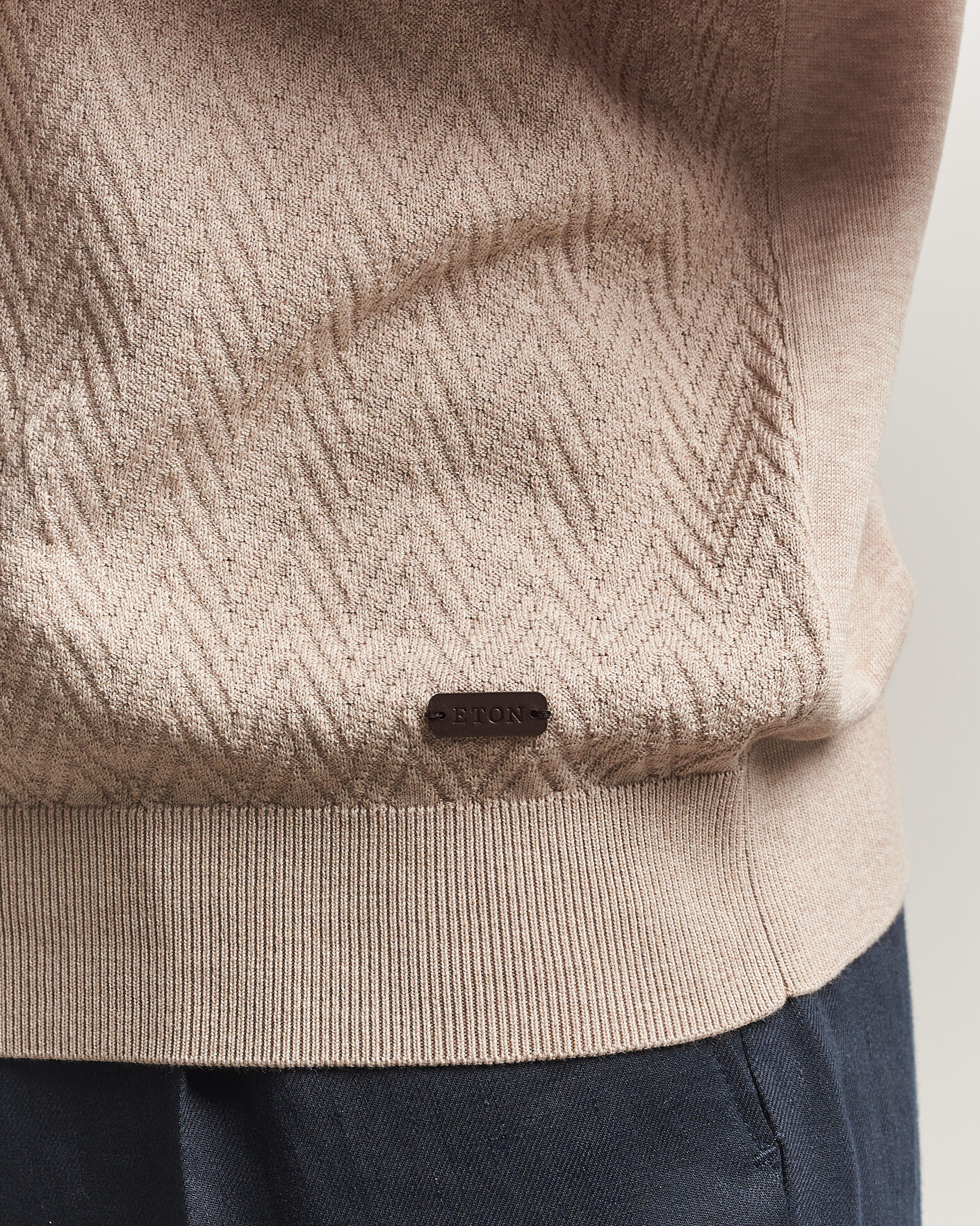 Hombres | Camisetas | Eton | Cotton Knitted Crew Neck T-Shirt Beige