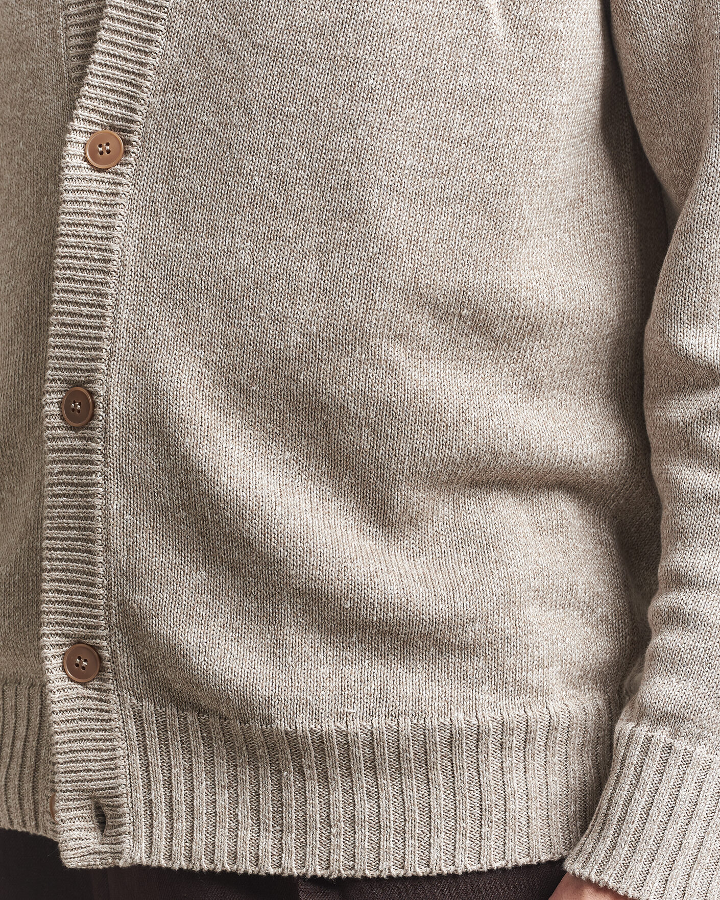 Hombres | Jerséis y prendas de punto | Eton | Cotton Linen Knitted Cardigan Beige