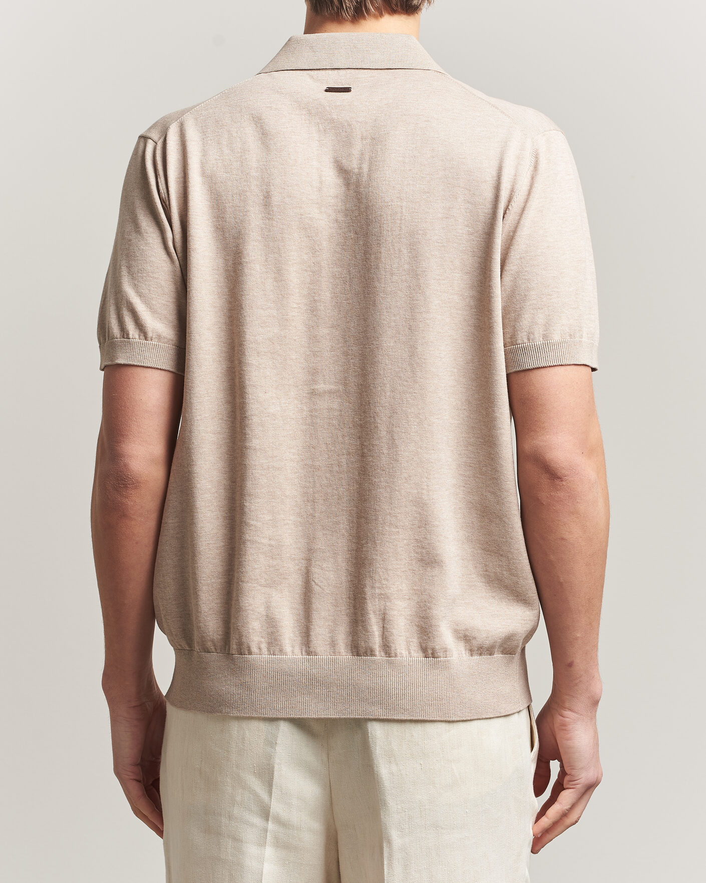 Hombres | Camisas | Eton | Cotton Structured Knitted Short Sleeve Shirt Beige