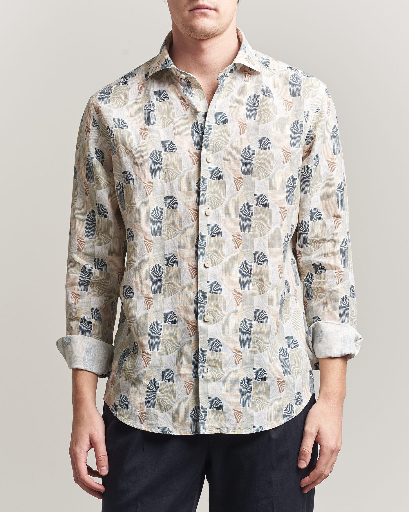 Hombres | Camisas | Eton | Casual Fit Printed Linen Shirt Multi