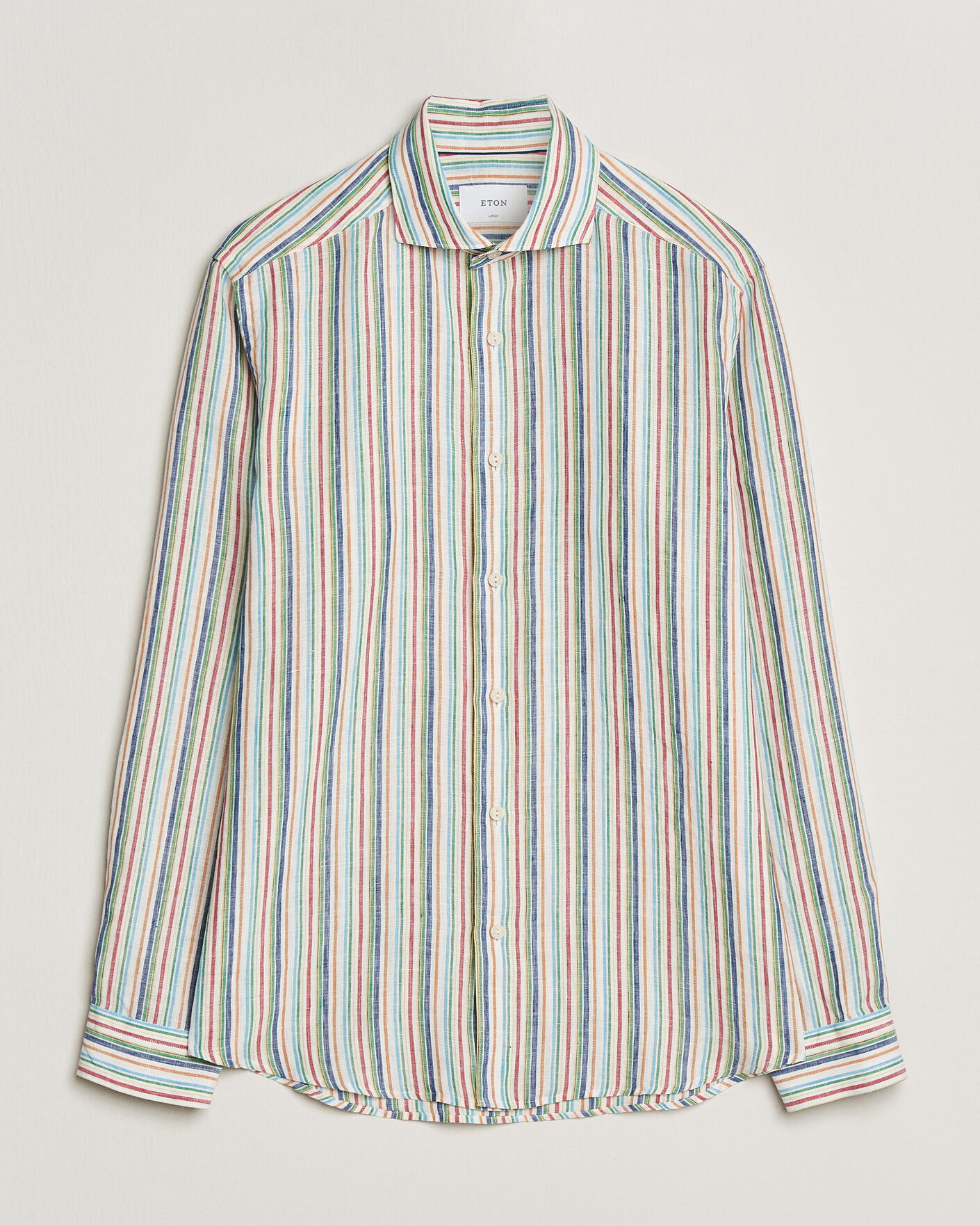Hombres | Camisas | Eton | Casual Fit Striped Linen Shirt Multi