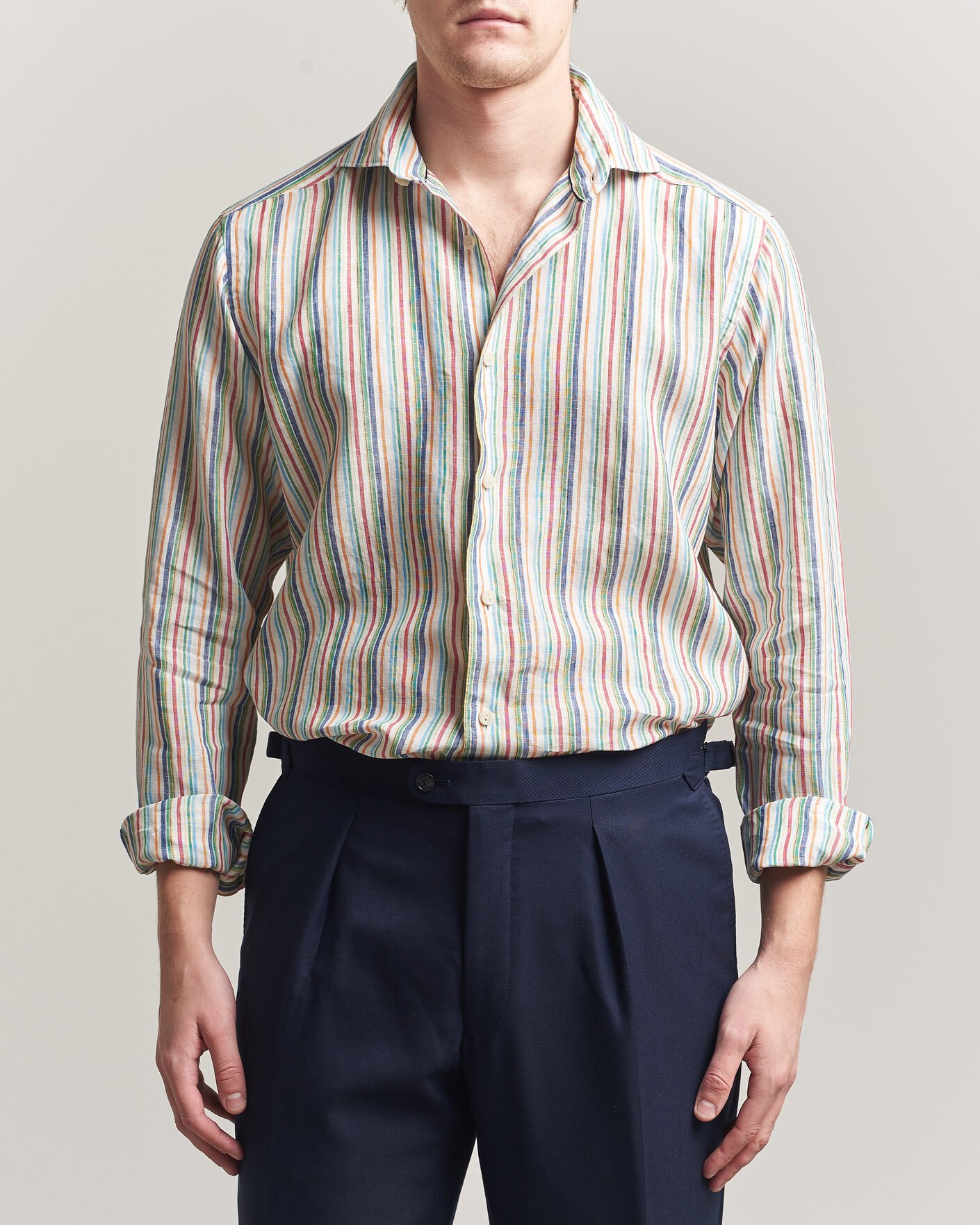 Hombres | Camisas | Eton | Casual Fit Striped Linen Shirt Multi
