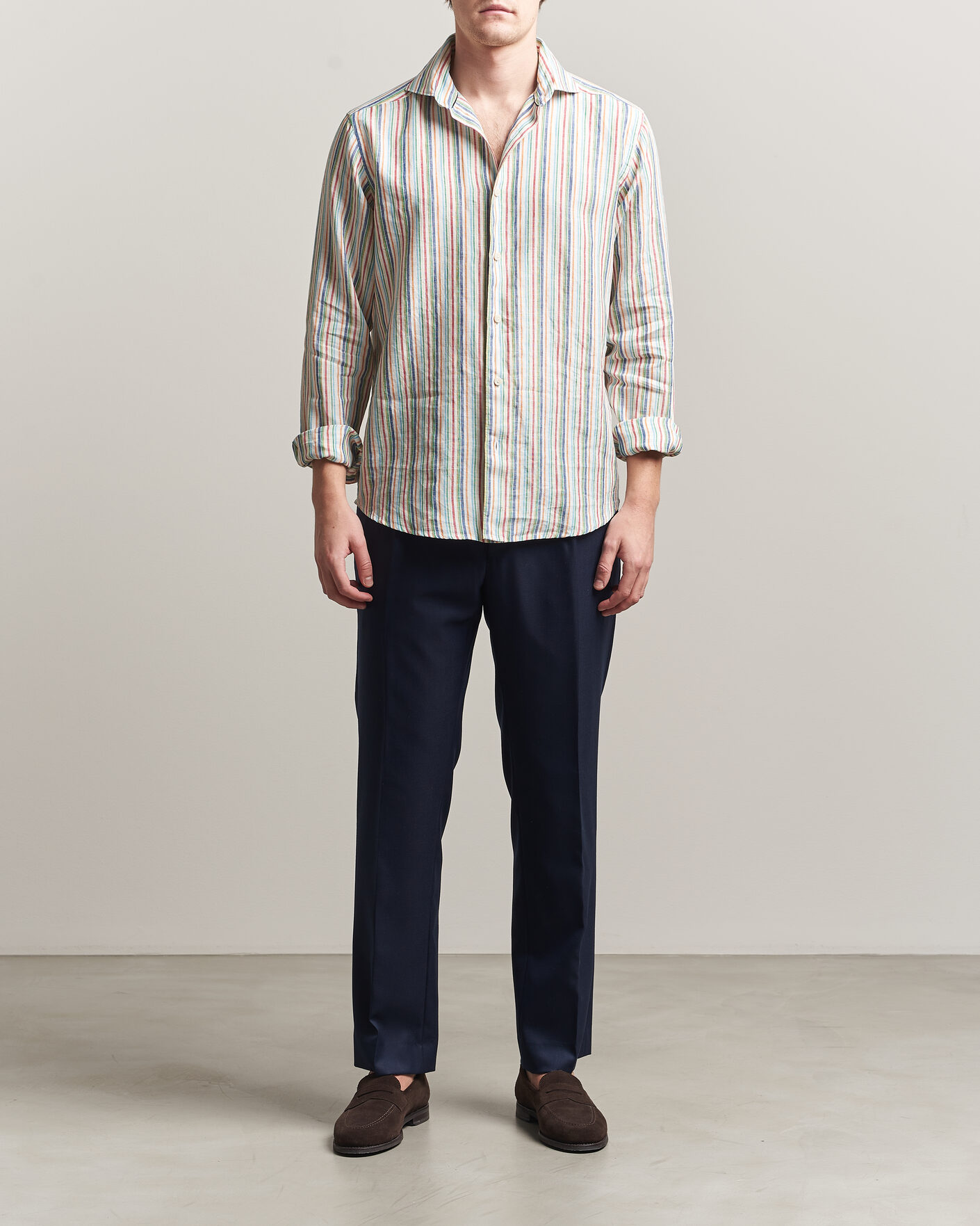 Hombres | Camisas | Eton | Casual Fit Striped Linen Shirt Multi