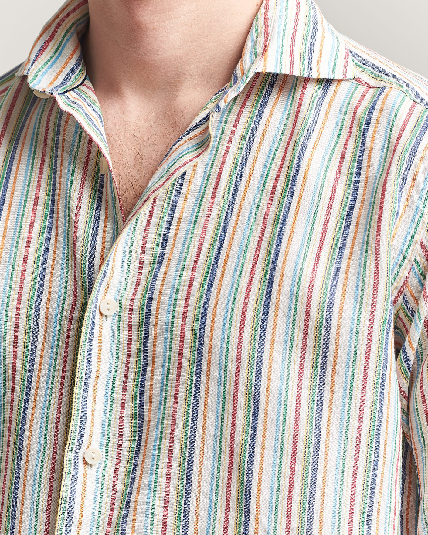 Hombres | Camisas | Eton | Casual Fit Striped Linen Shirt Multi