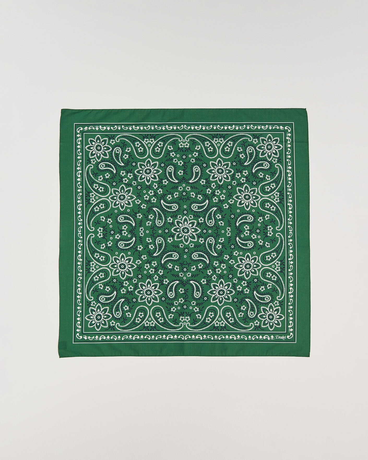 Hombres | Bufandas elegantes | Drake's | Classic Paisley Bandana Green