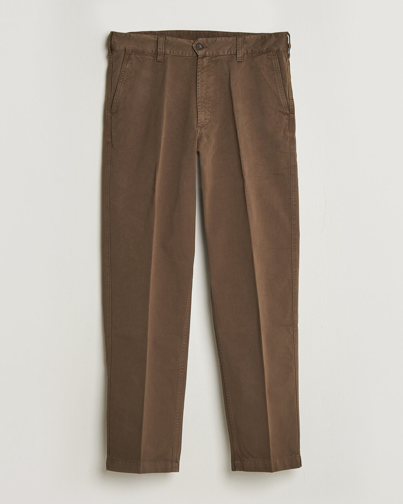 Hombres | Pantalones | Drake's | Peached Flat Front Cotton Chino Brown