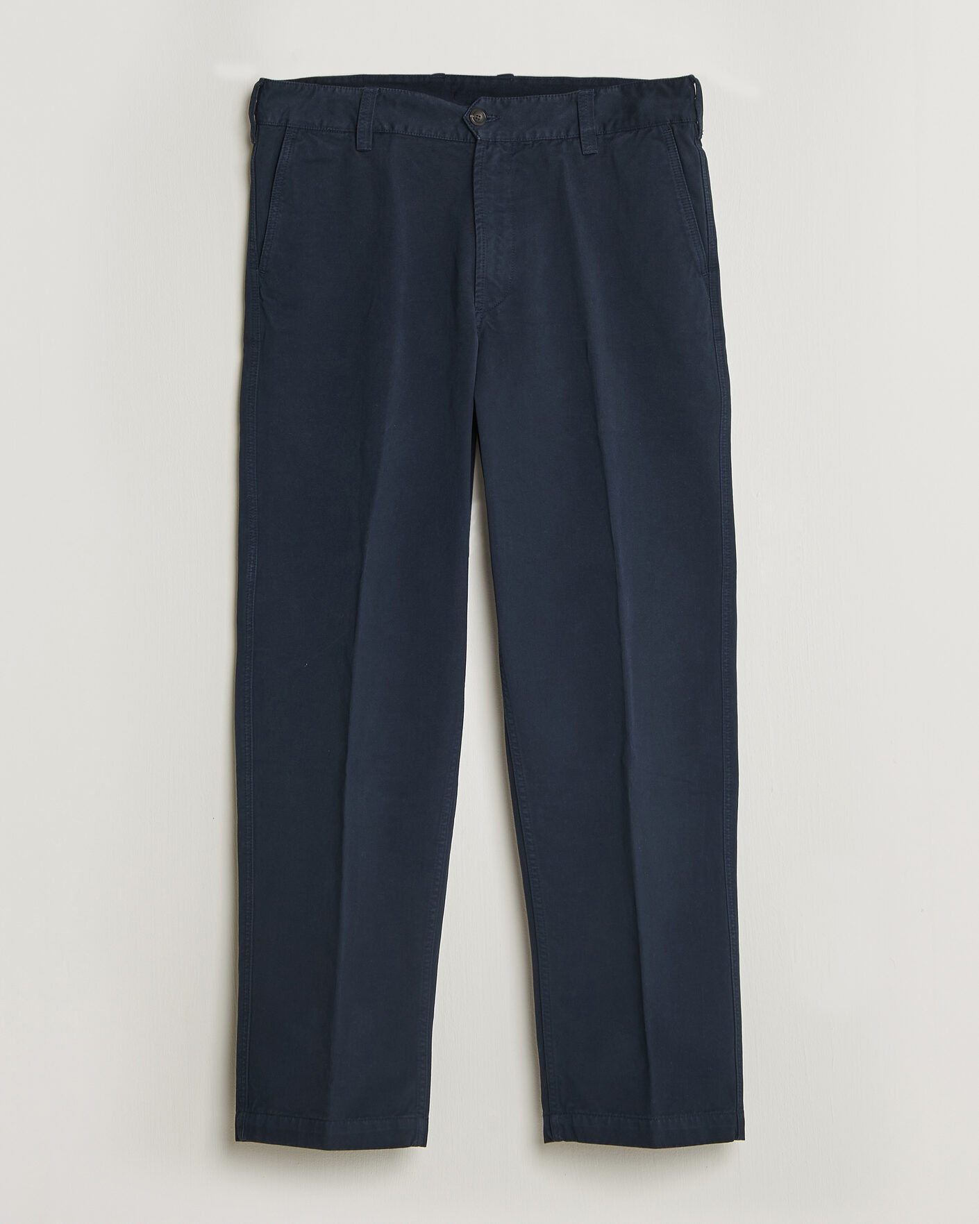Hombres | Pantalones | Drake's | Peached Flat Front Cotton Chino Navy