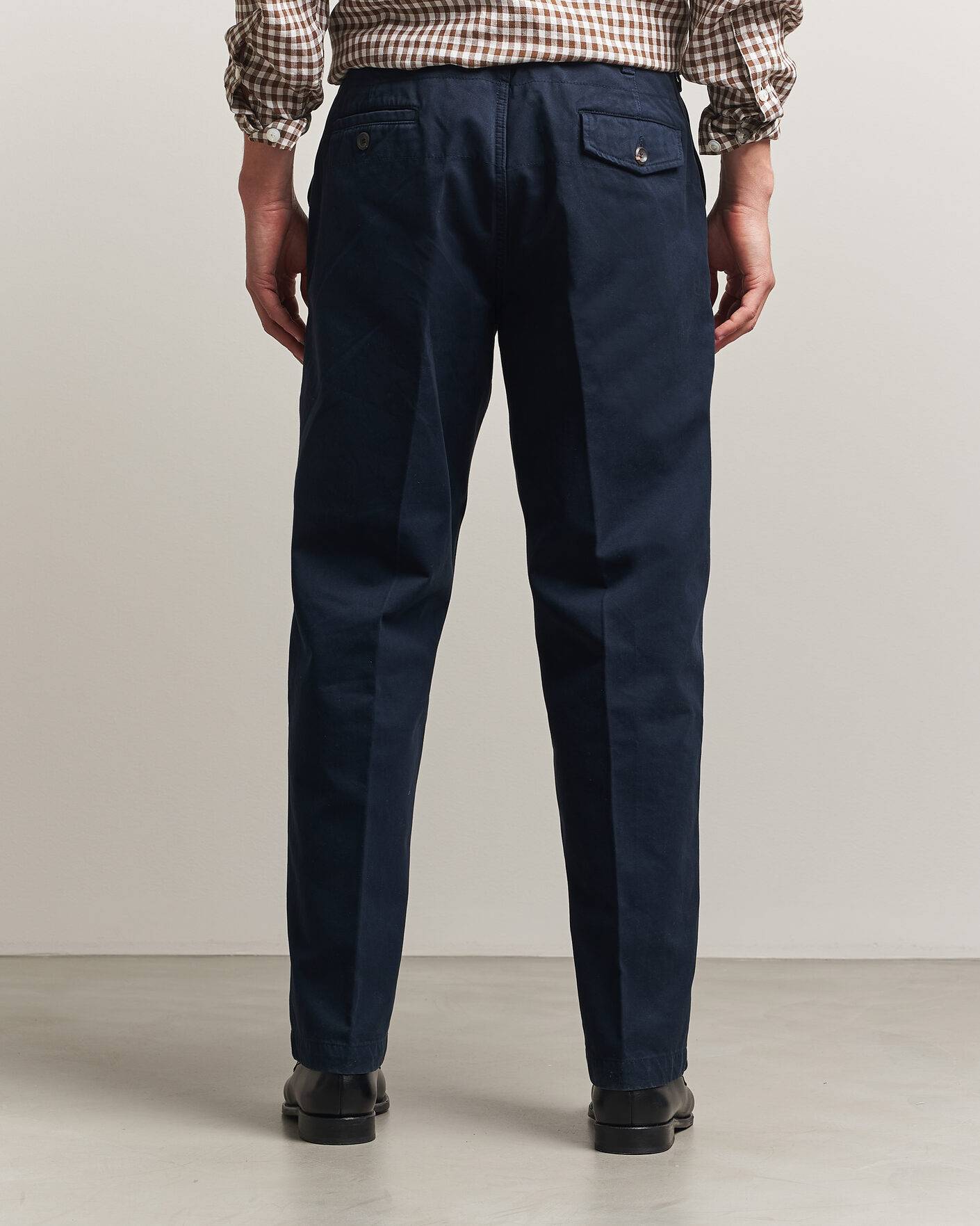 Hombres | Pantalones | Drake's | Peached Flat Front Cotton Chino Navy