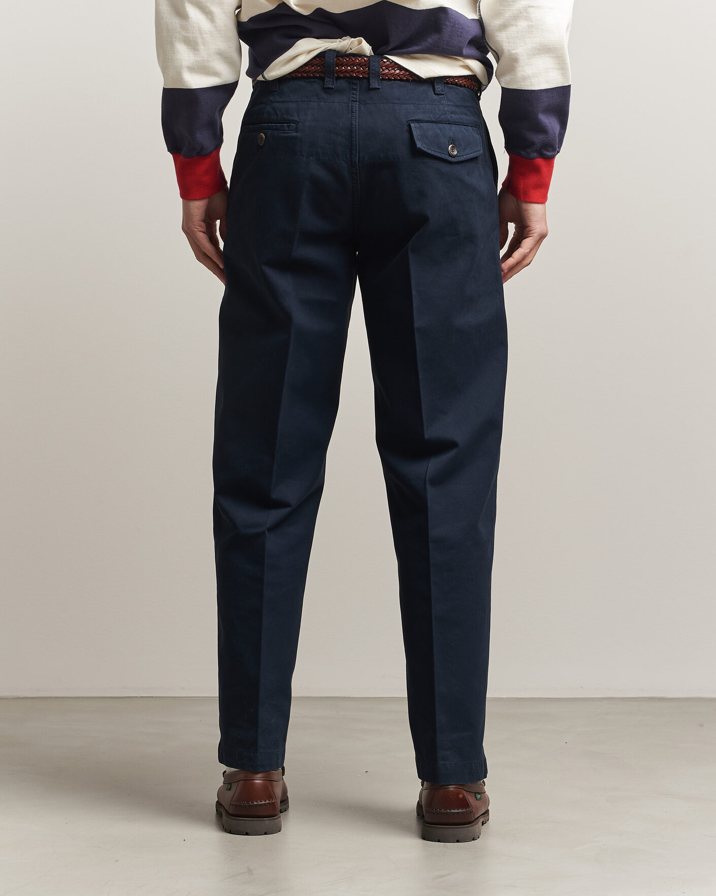 Hombres | Pantalones | Drake's | Peached Flat Front Cotton Chino Navy