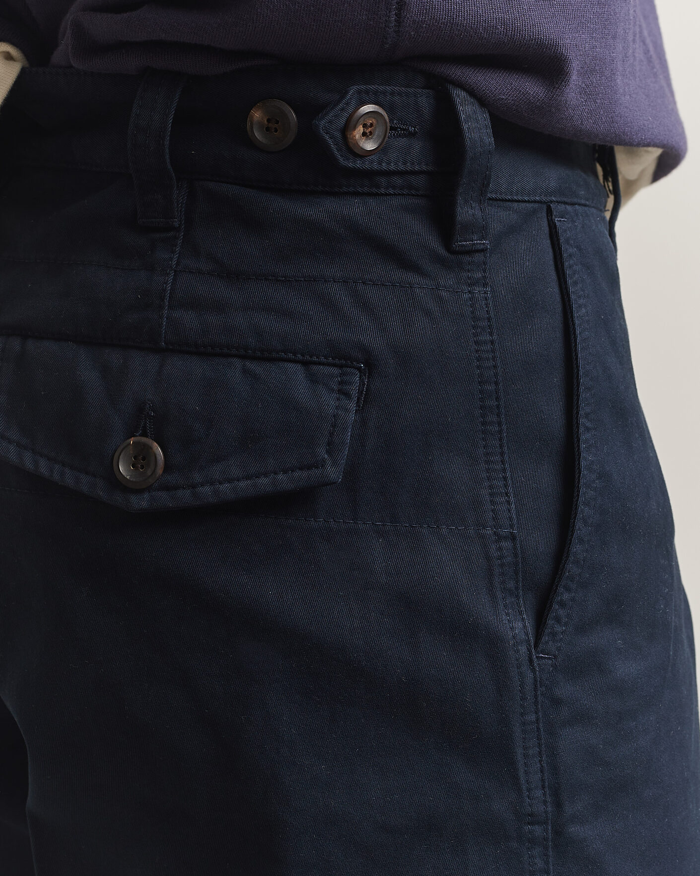 Hombres | Pantalones | Drake's | Peached Flat Front Cotton Chino Navy