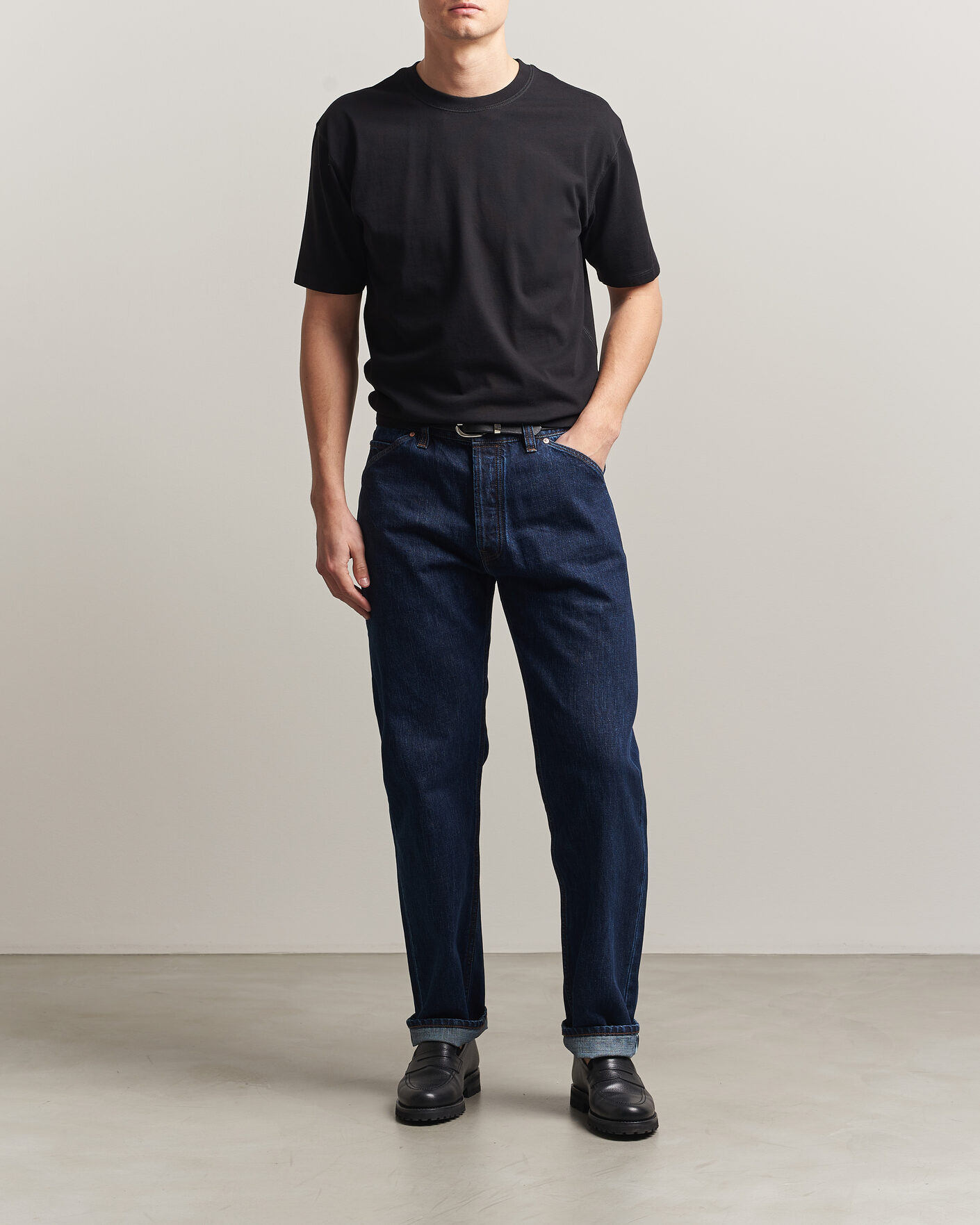 Hombres | Camisetas | Drake's | Short Sleeve Hiking T-Shirt Black
