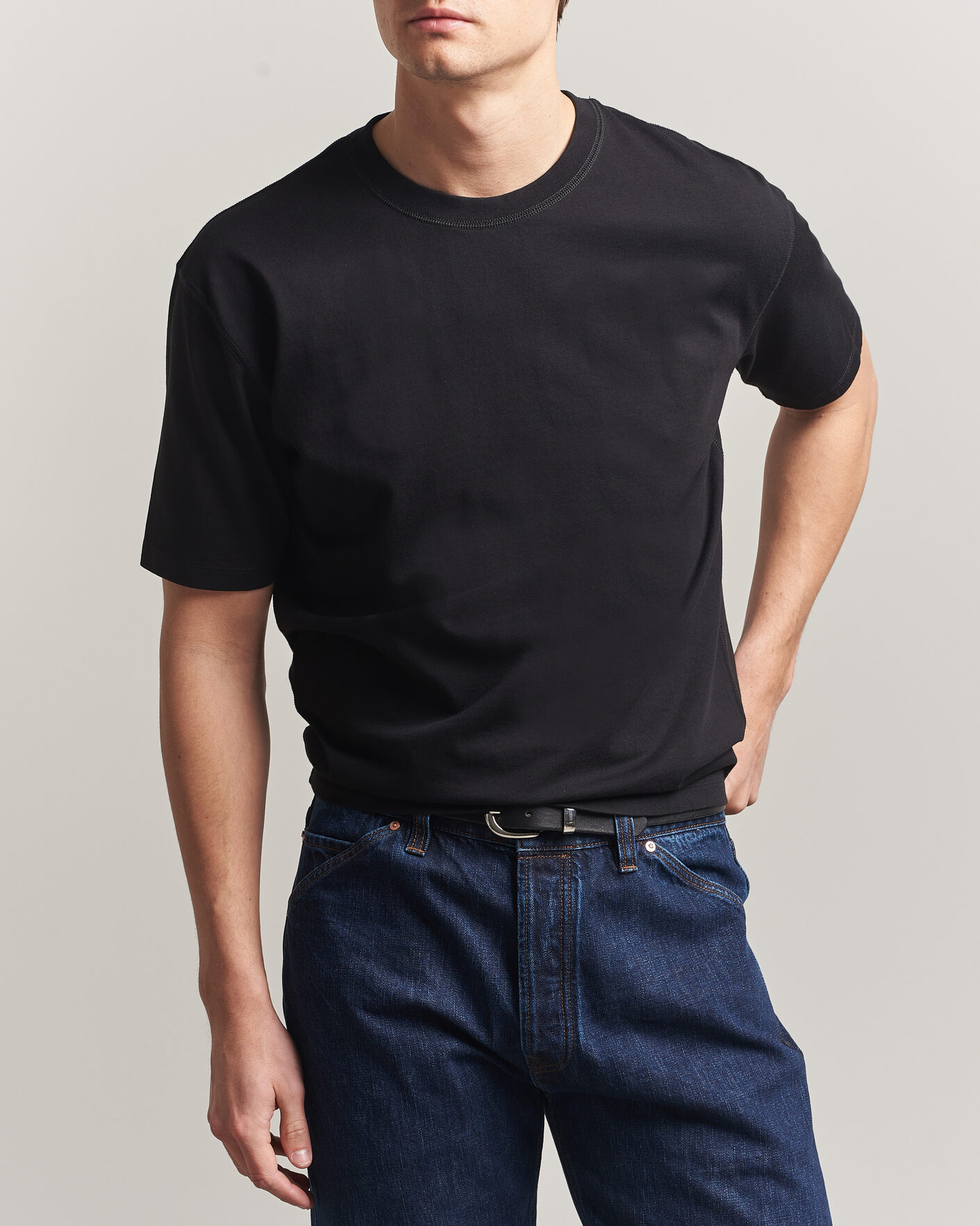 Hombres | Camisetas | Drake's | Short Sleeve Hiking T-Shirt Black