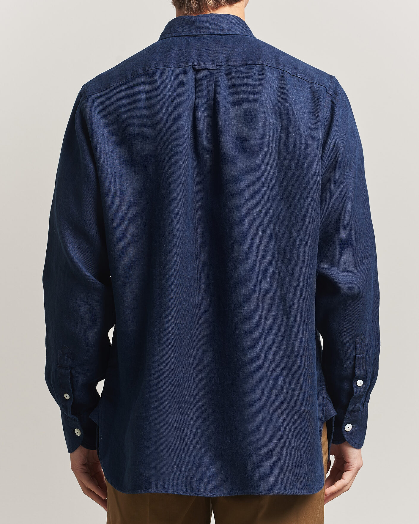 Hombres | Camisas | Drake's | Linen Twill Deep Pocket Work Shirt Navy