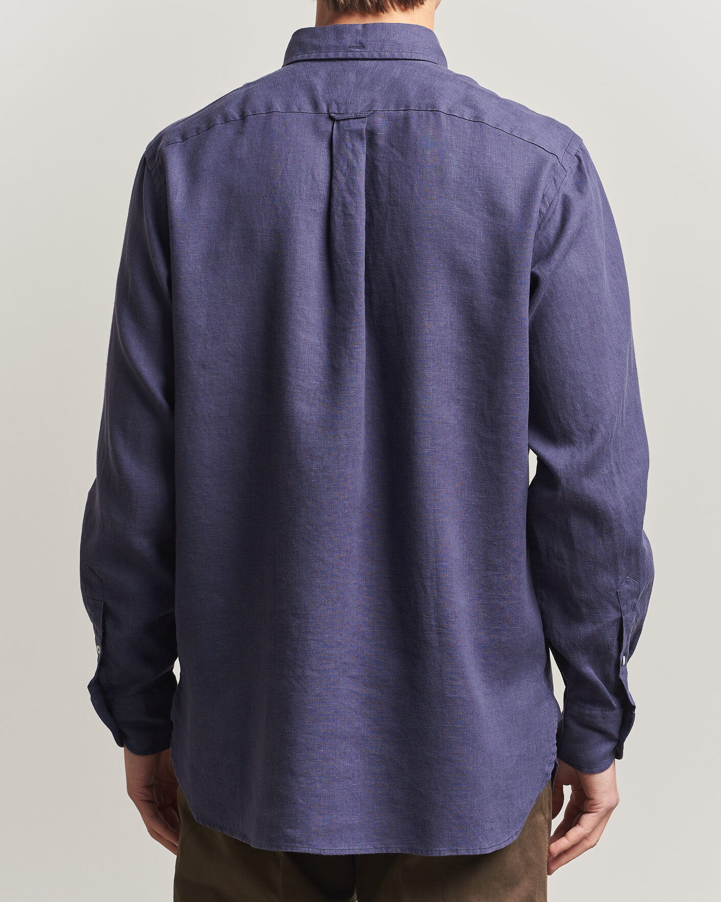 Hombres | Camisas | Drake's | Linen Button Down Curved Pocket Shirt Navy