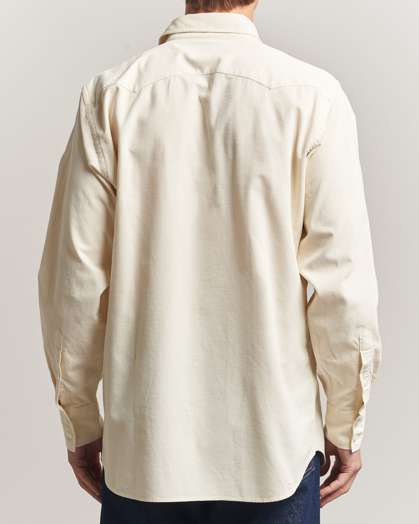 Hombres | Camisas | Drake's | Needlecord Western Shirt White