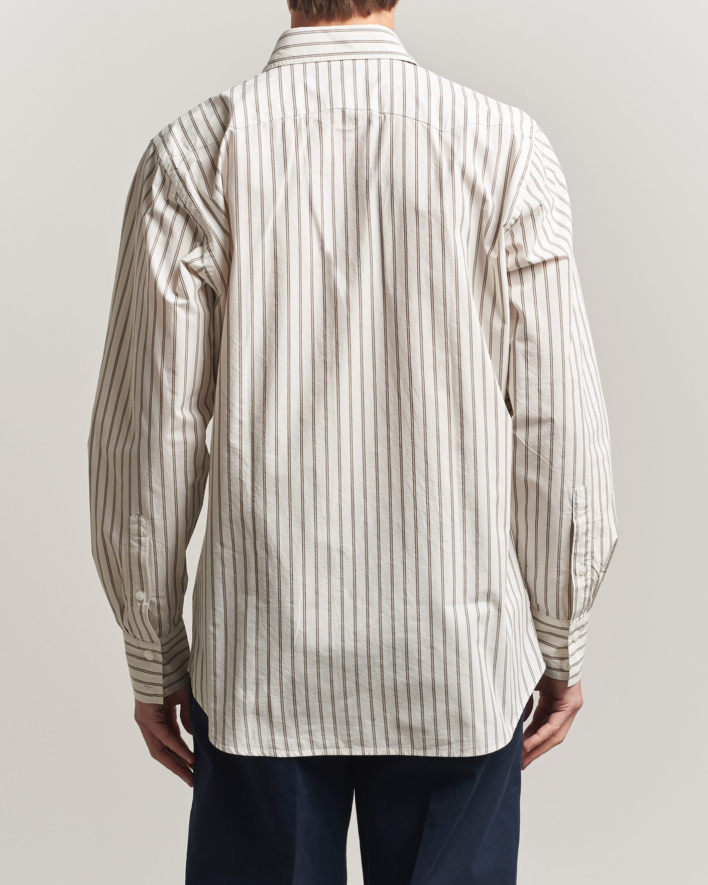 Hombres | Camisas | Drake's | Striped Western Shirt White