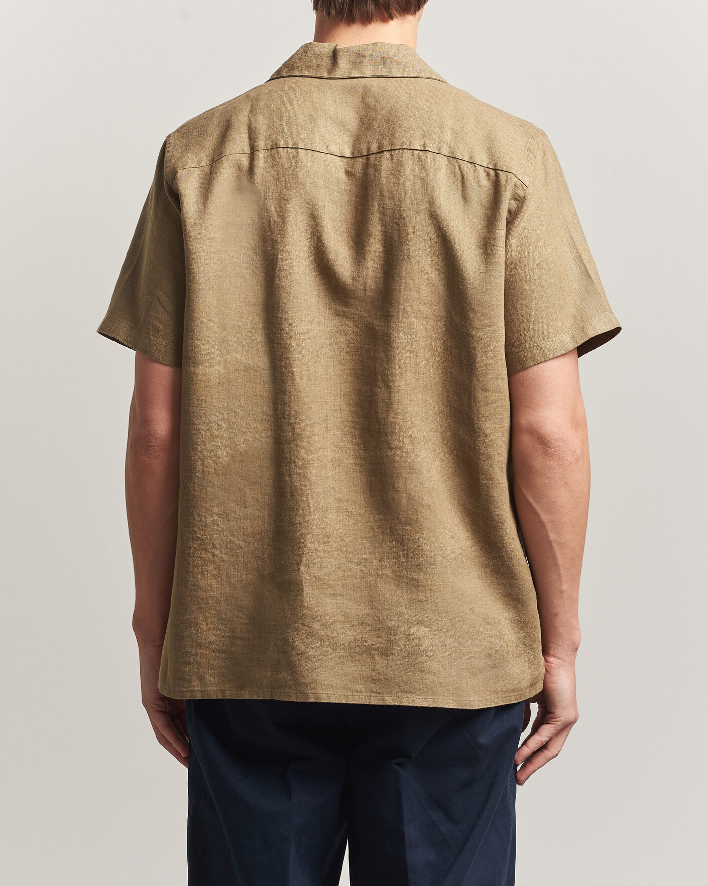 Hombres | Camisas | Drake's | Military Short Sleeve Camp Collar Shirt Khaki