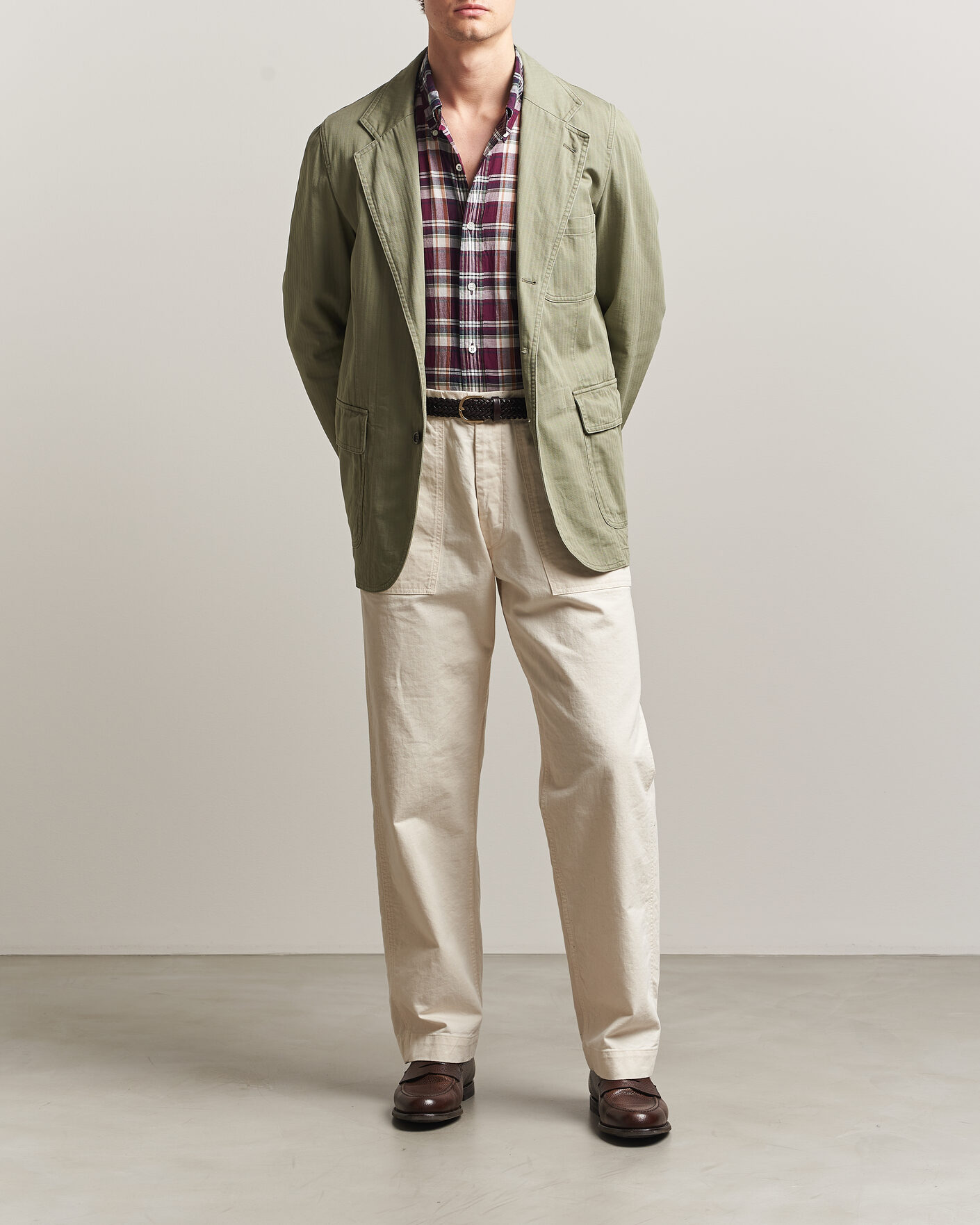 Hombres | Blazers | Drake's | MKI Herringbone Games Blazer Olive