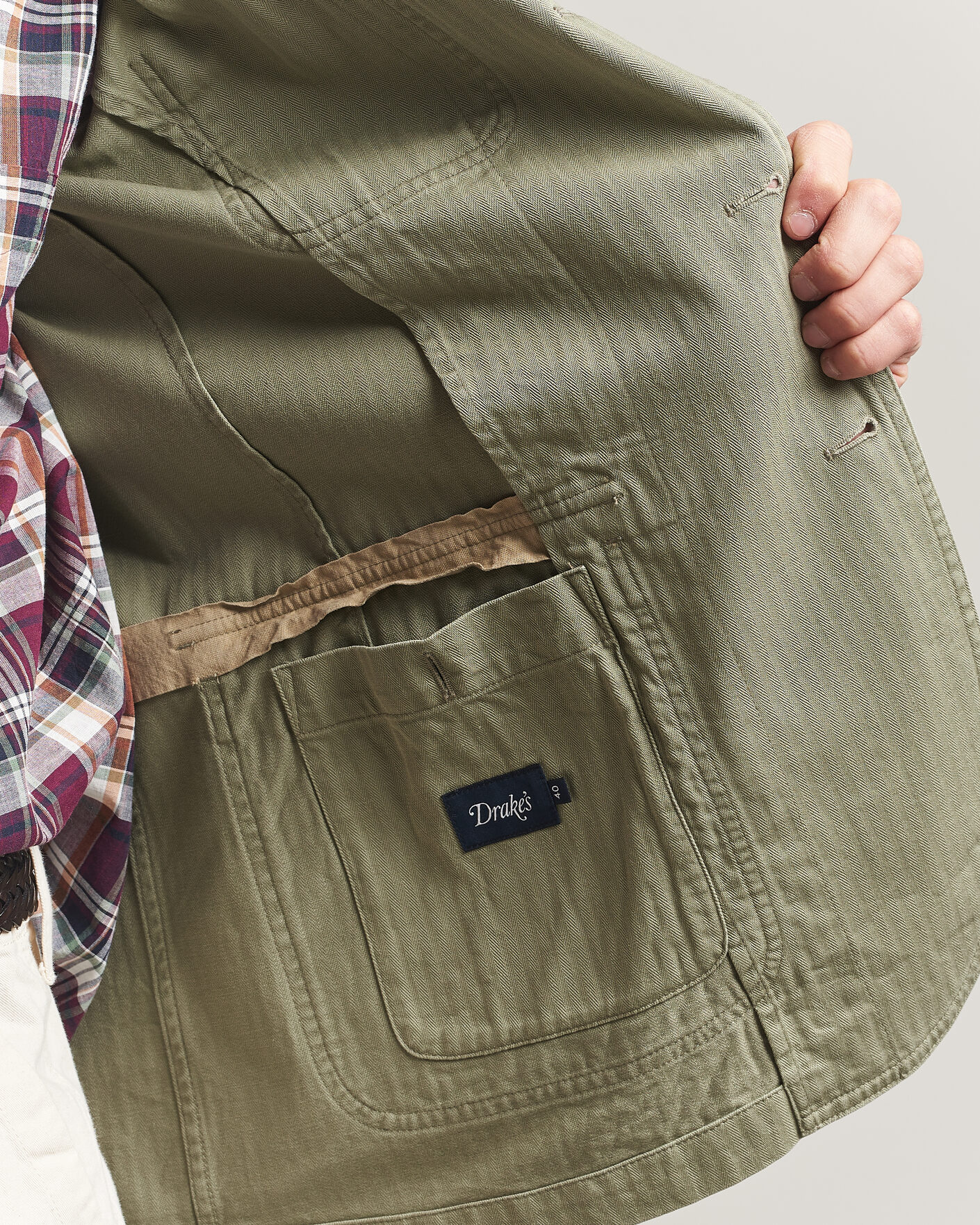 Hombres | Blazers | Drake's | MKI Herringbone Games Blazer Olive