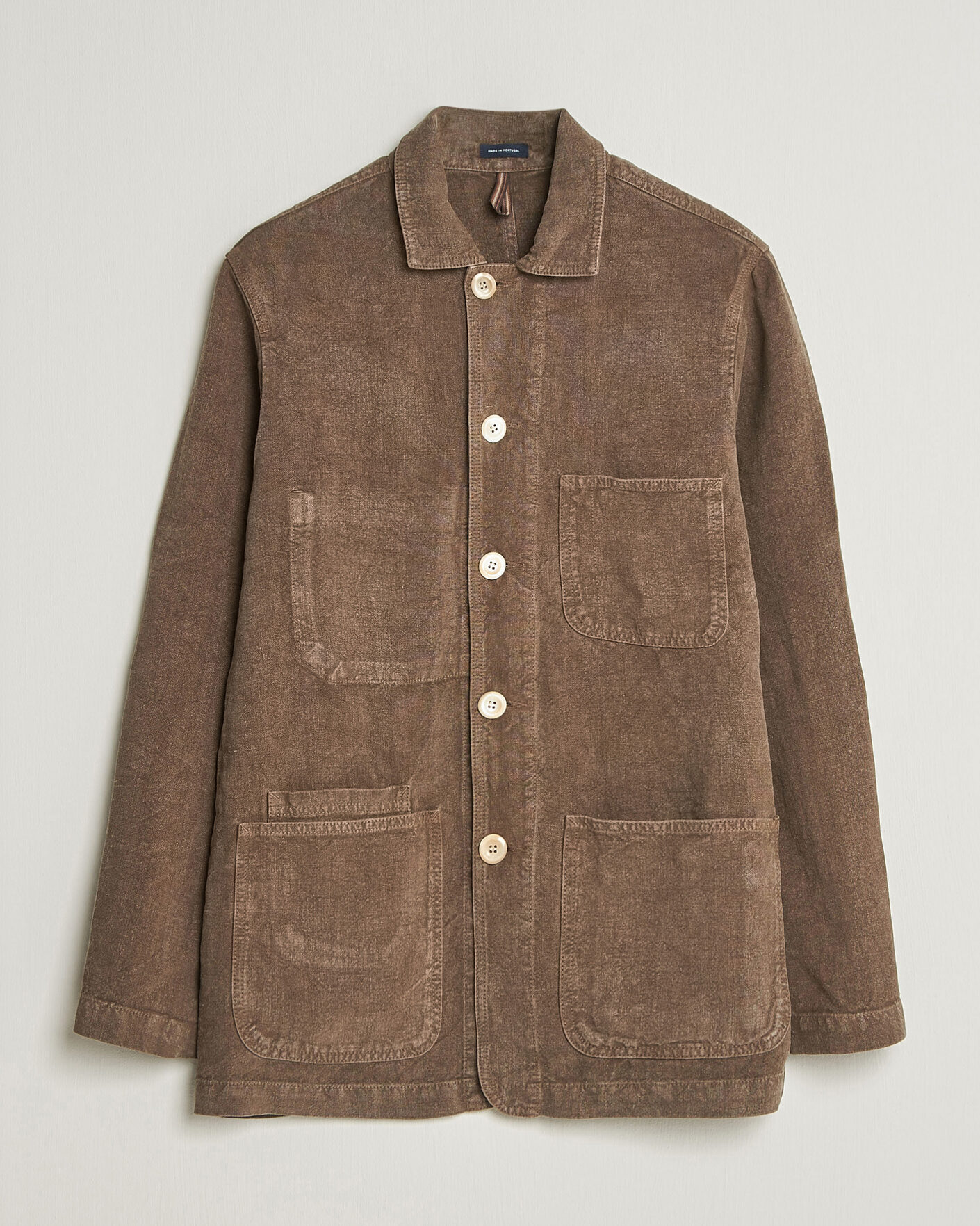 Hombres | Abrigos y chaquetas | Drake's | Heavy Linen Chore Jacket Brown
