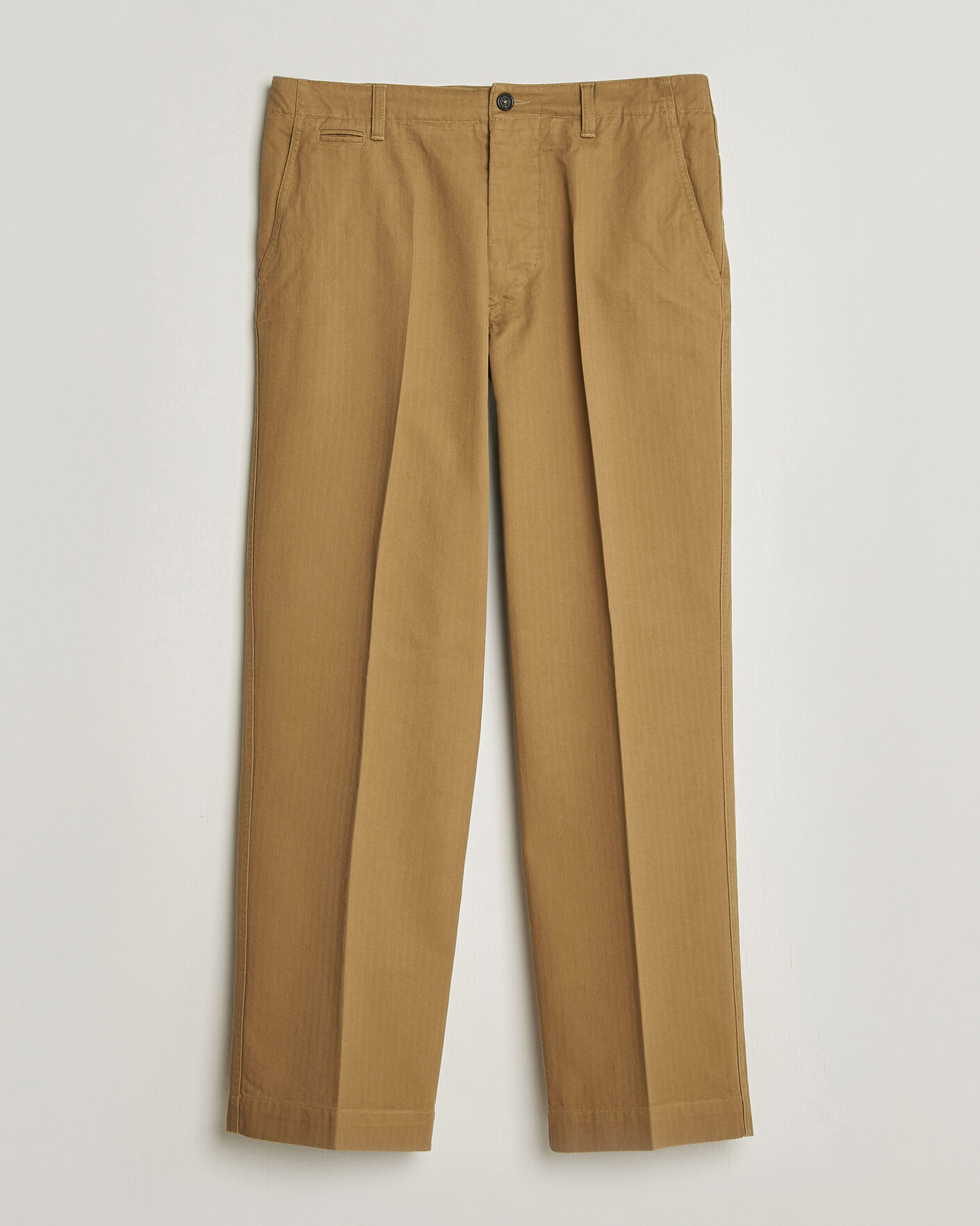 Hombres | Pantalones | Drake's | Herringbone Wide Leg Chino Khaki