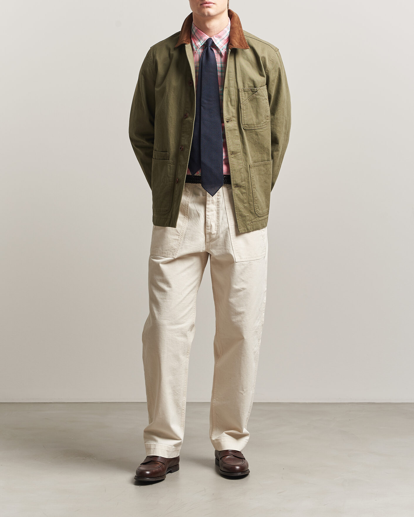 Hombres | Pantalones | Drake's | Twill Fatigue Trousers Ecru
