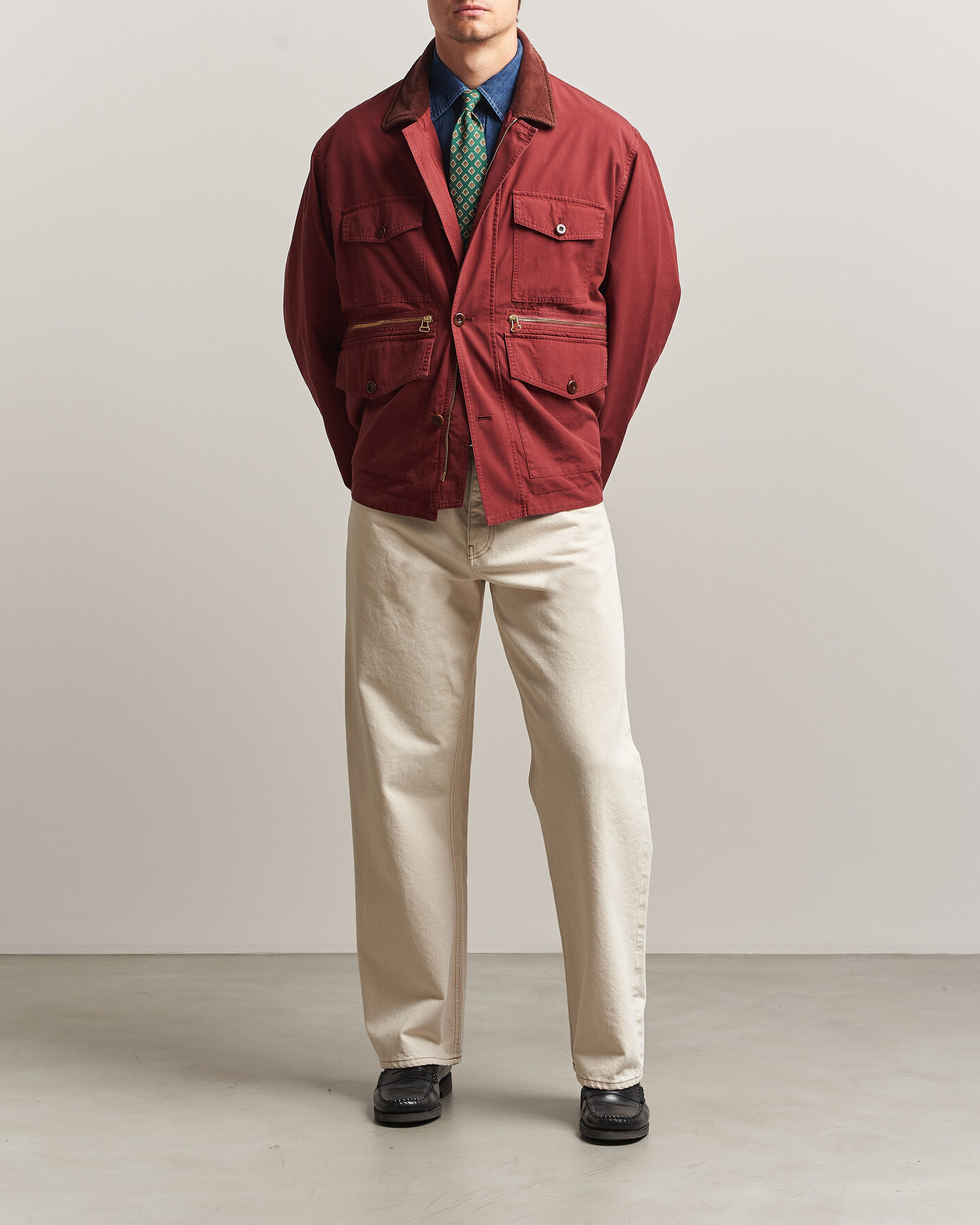 Hombres | Abrigos y chaquetas | Drake's | Hiking Jacket Washed Red