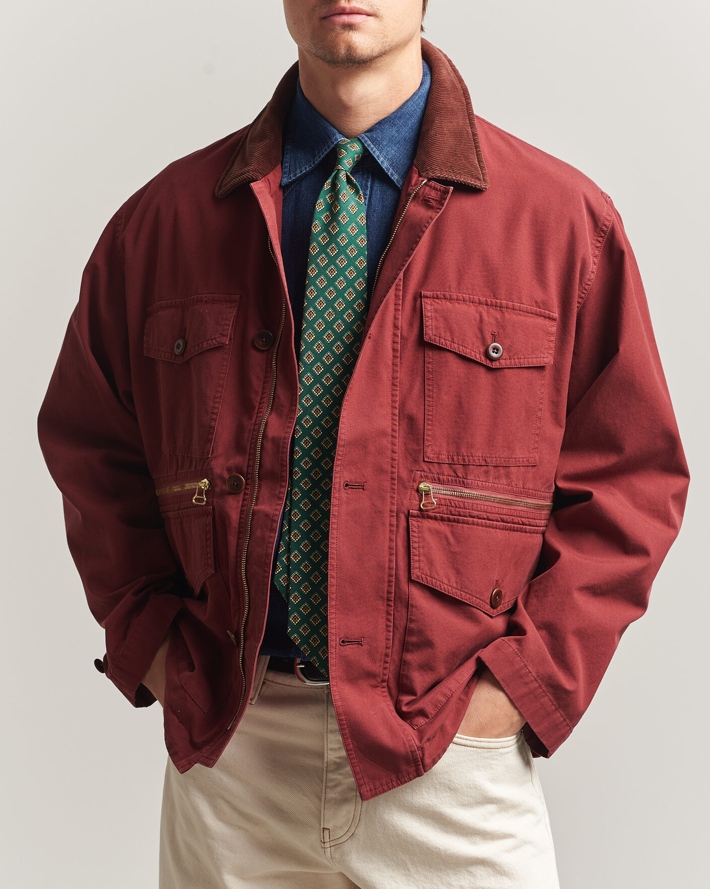 Hombres | Abrigos y chaquetas | Drake's | Hiking Jacket Washed Red