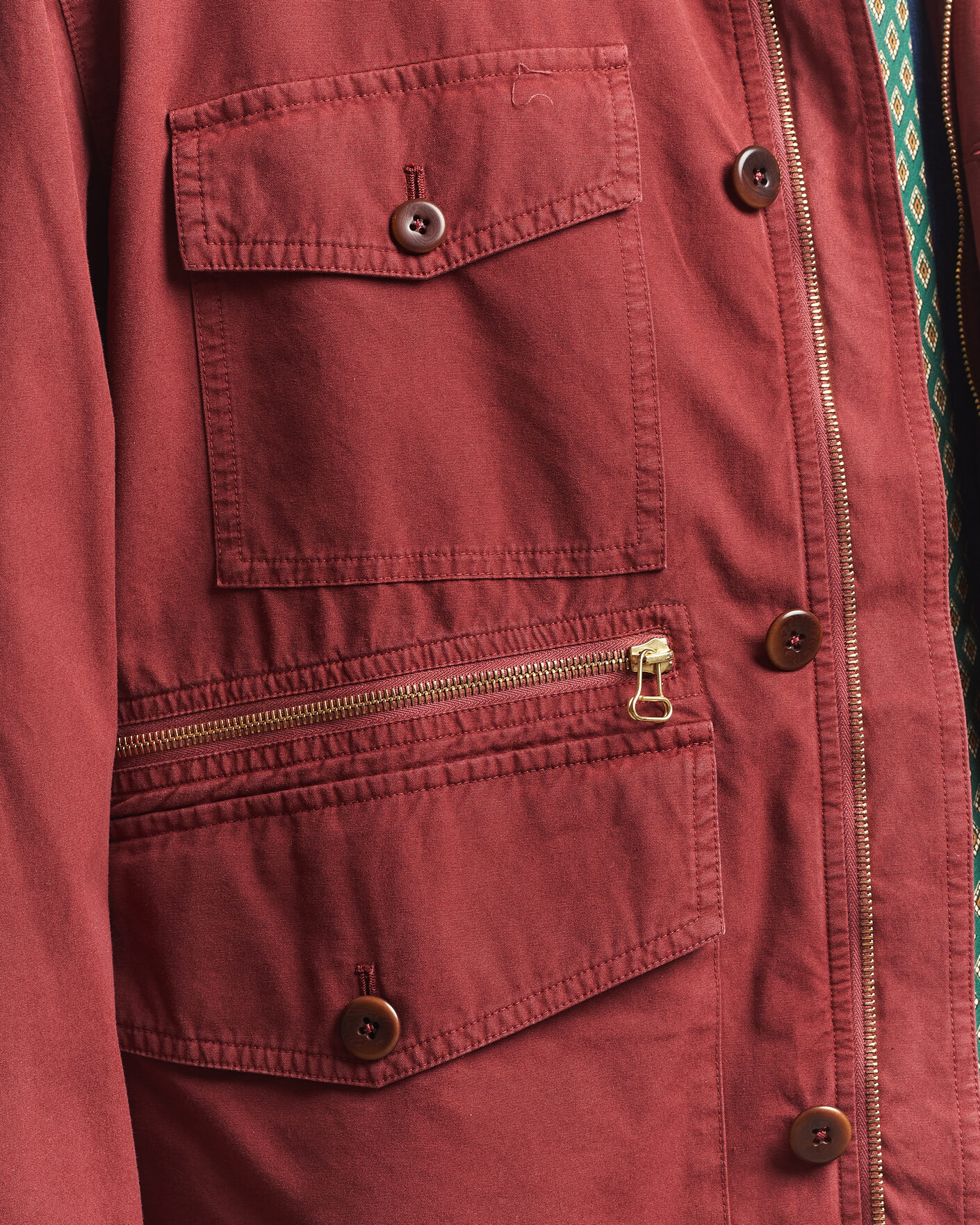 Hombres | Abrigos y chaquetas | Drake's | Hiking Jacket Washed Red