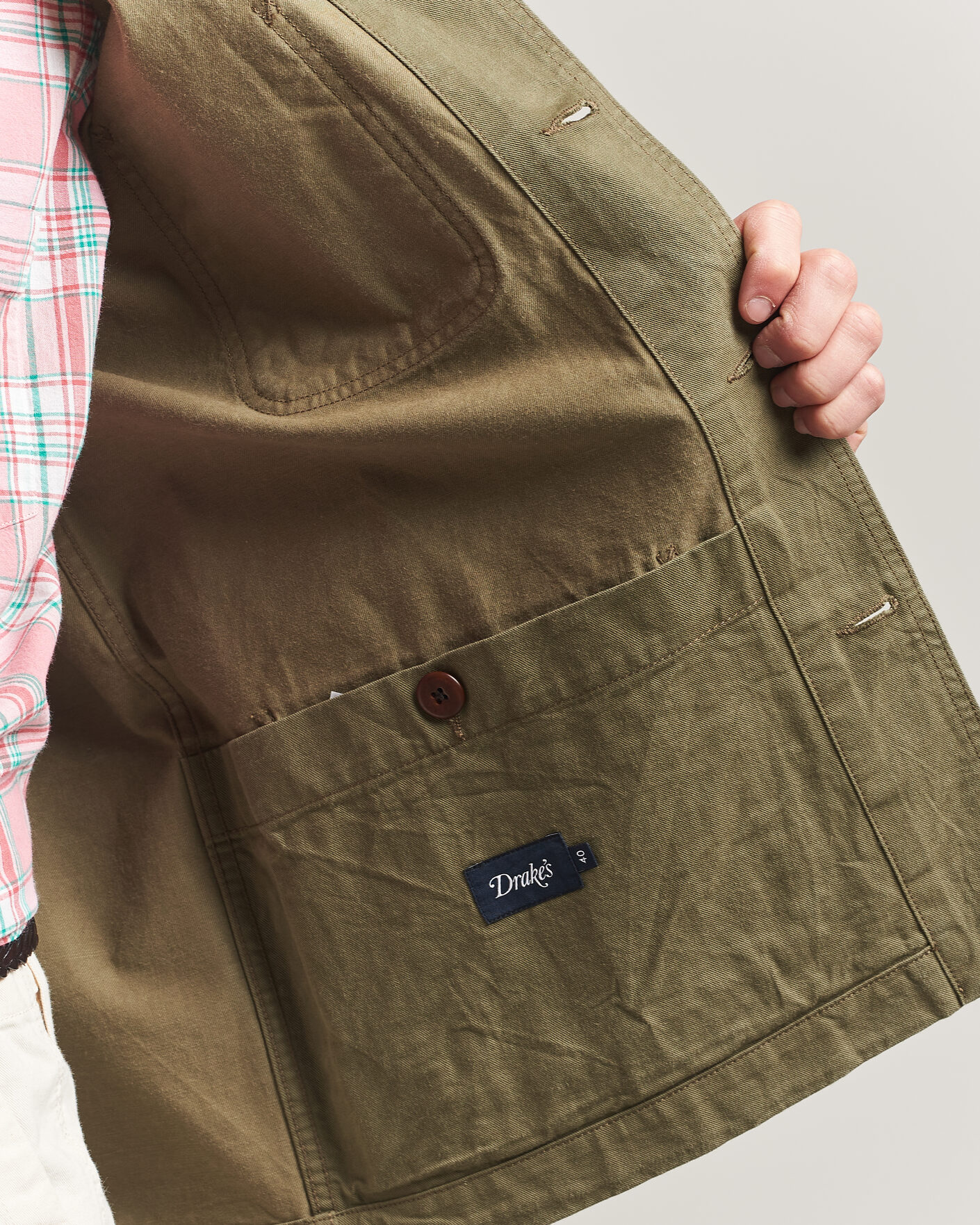 Hombres | Abrigos y chaquetas | Drake's | Twill Fatigue Jacket Khaki