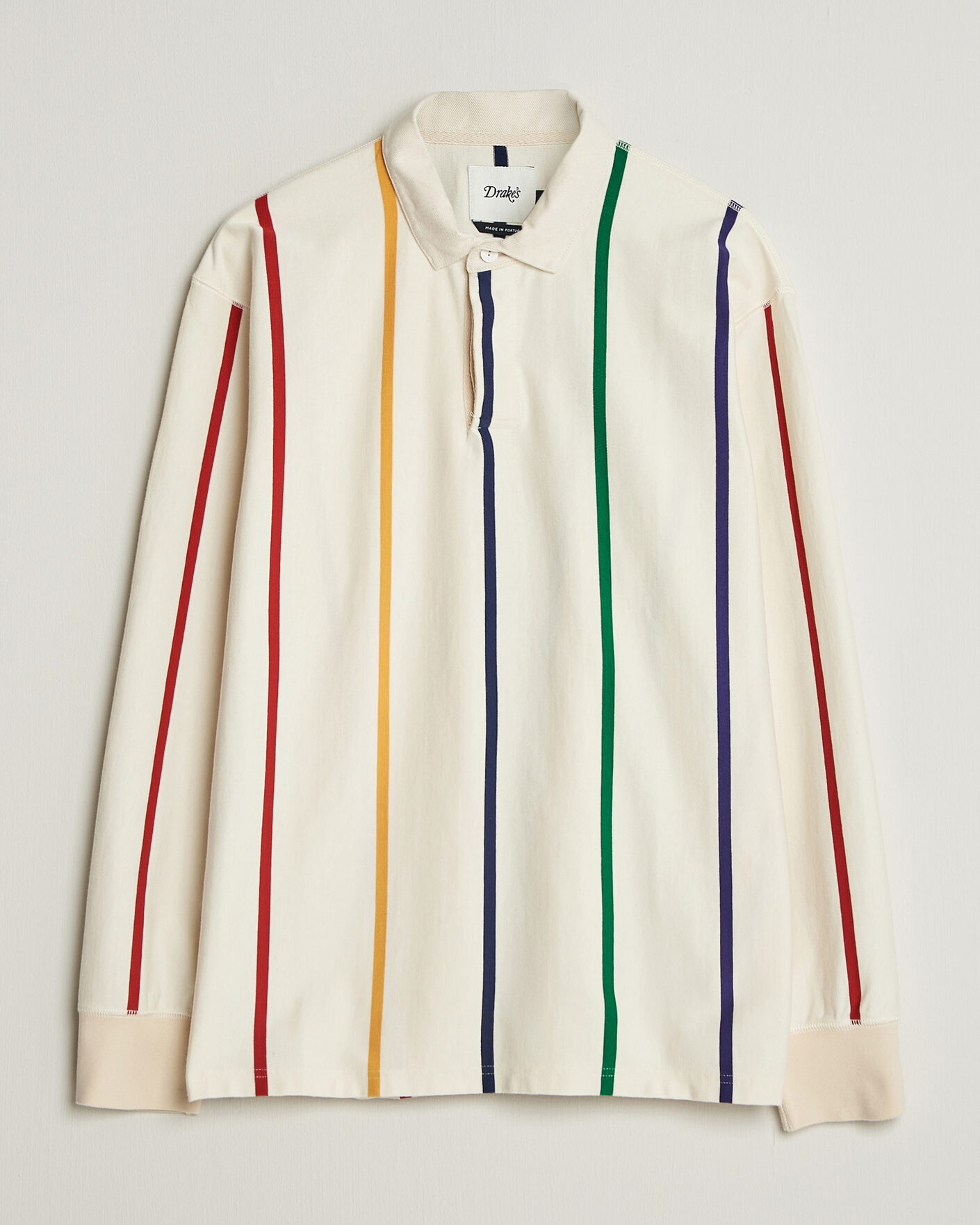 Hombres | Jerséis y prendas de punto | Drake's | Colourful Vertical Stripe Rugby White