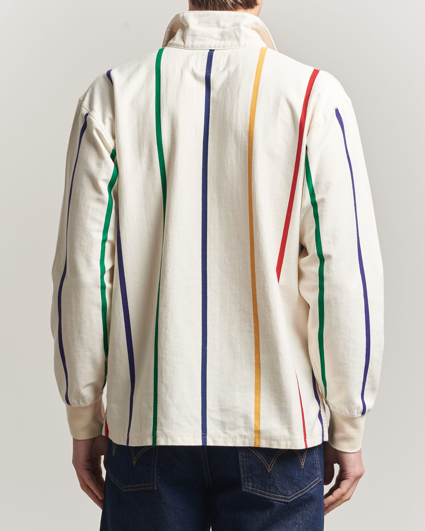 Hombres | Jerséis y prendas de punto | Drake's | Colourful Vertical Stripe Rugby White