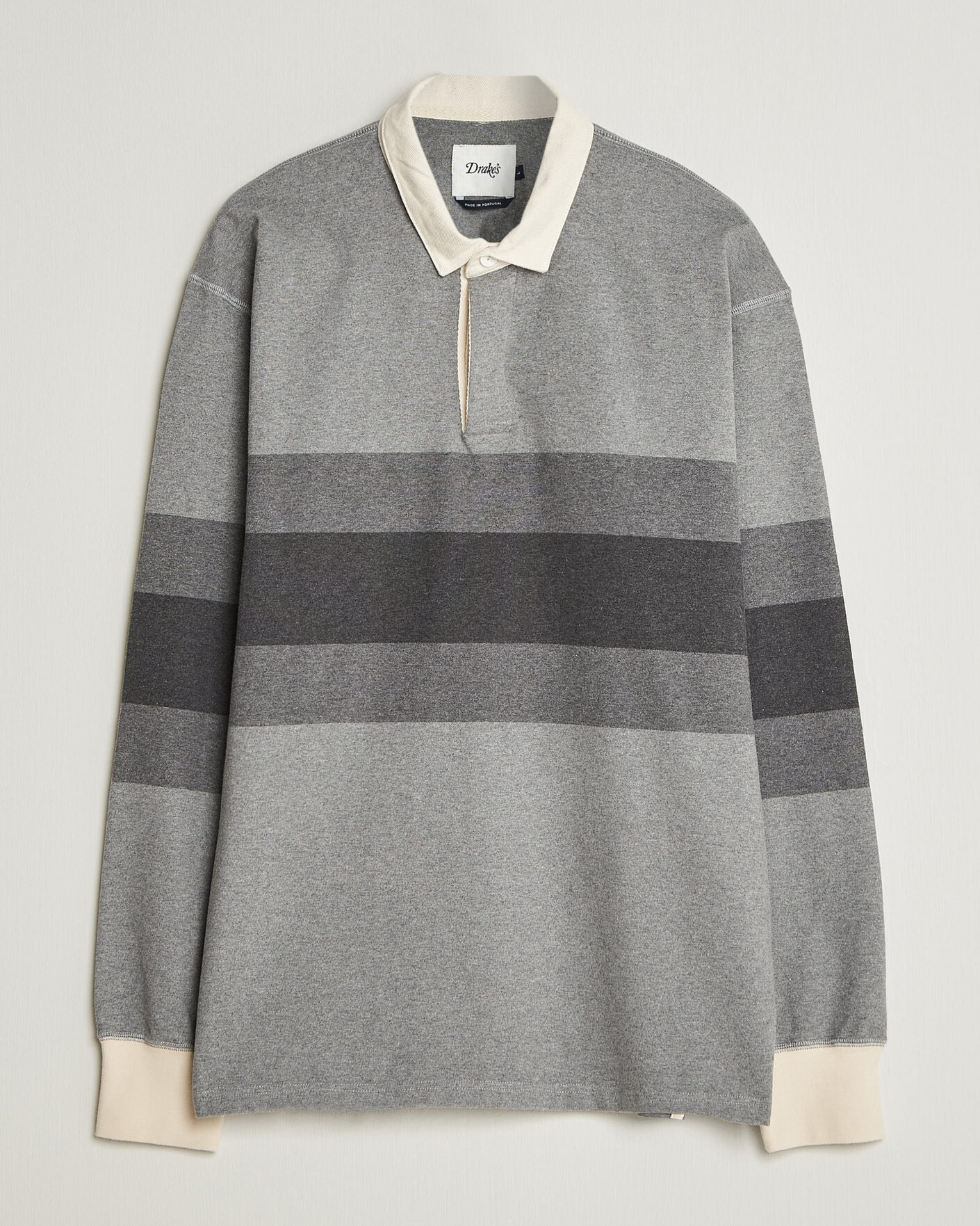 Hombres | Jerséis y prendas de punto | Drake's | Melange Stripe Rugby Grey