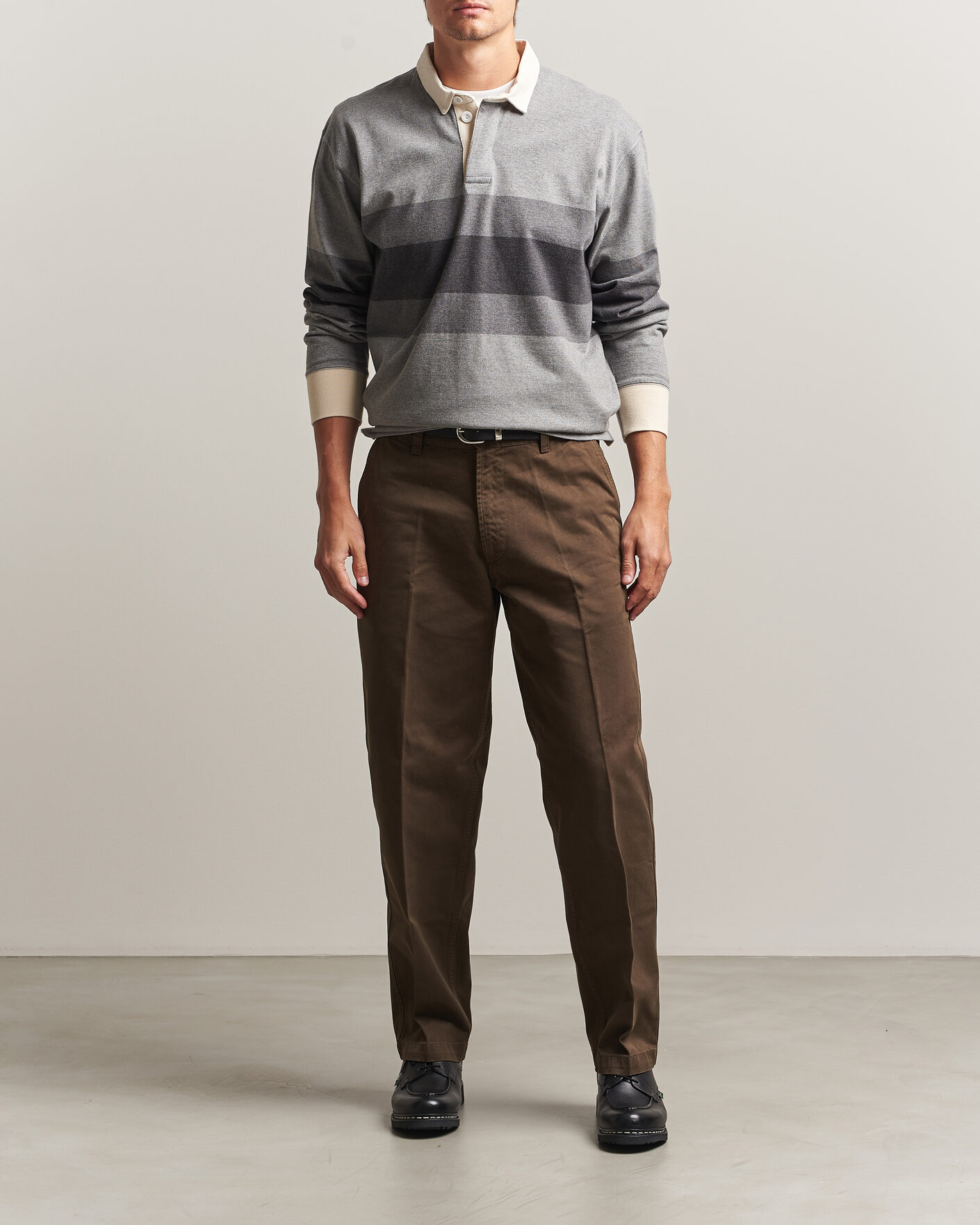 Hombres | Jerséis y prendas de punto | Drake's | Melange Stripe Rugby Grey