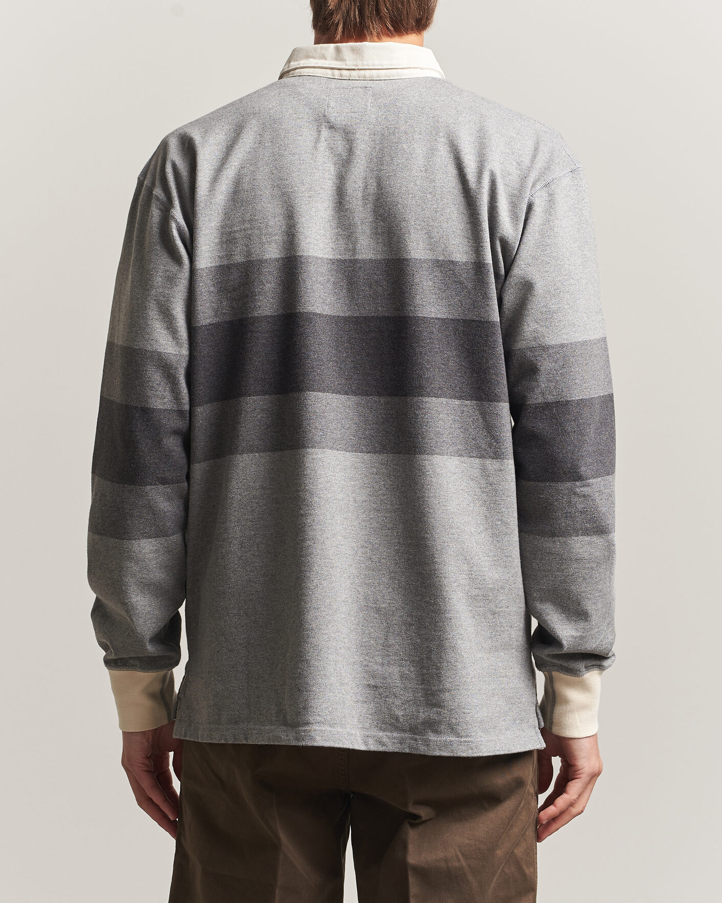Hombres | Jerséis y prendas de punto | Drake's | Melange Stripe Rugby Grey