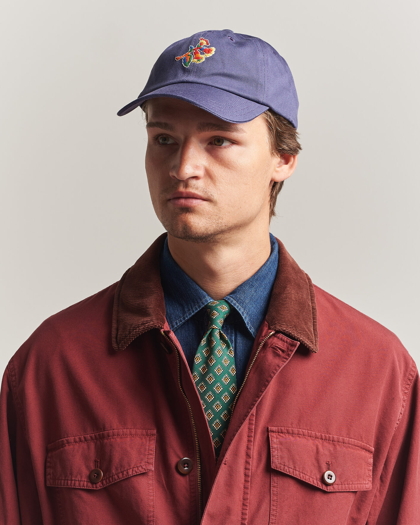 Hombres | Sombreros y gorras | Drake's | Tapisserie Twill Baseball Cap Blue
