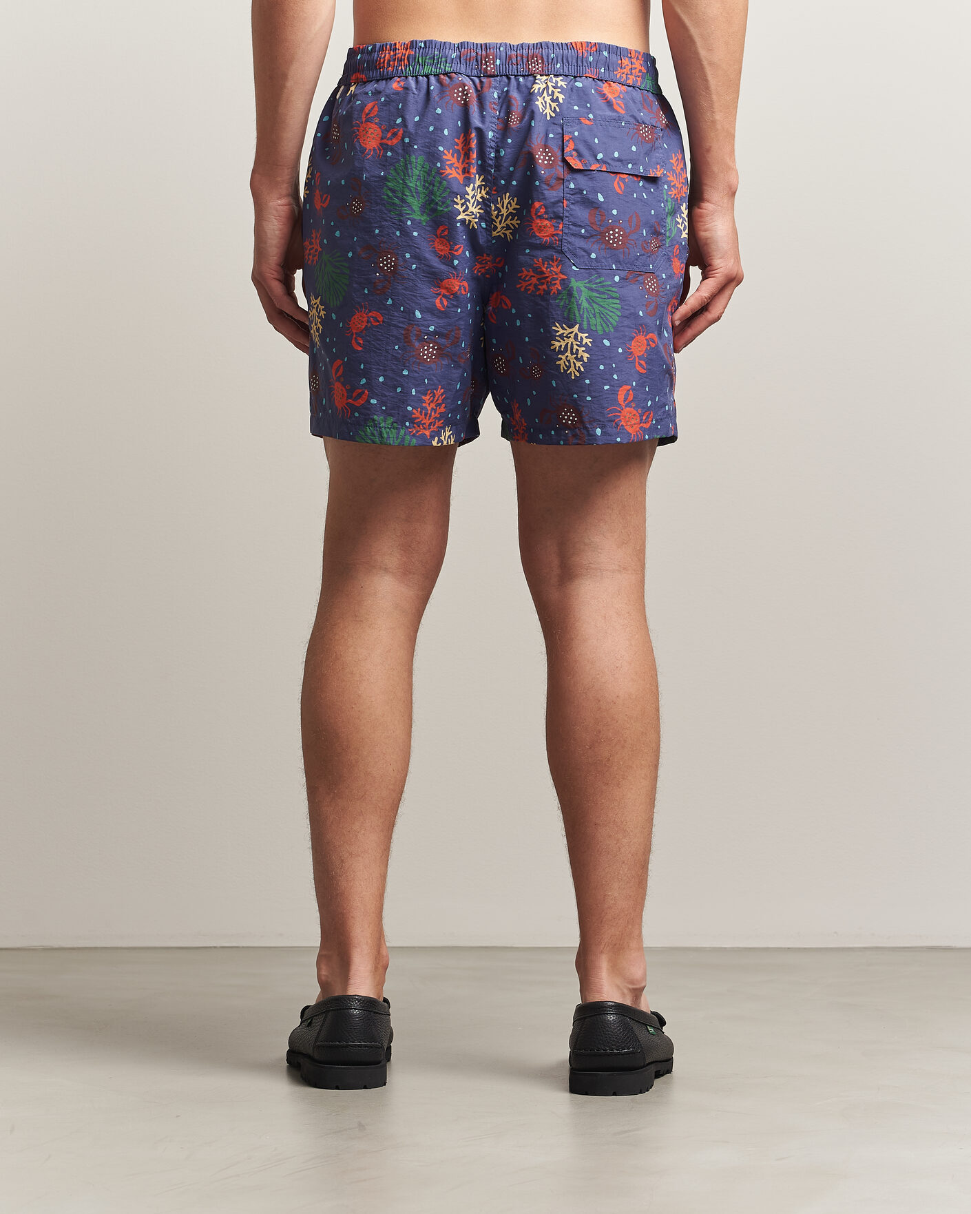 Hombres | Bañadores | Drake's | Crabs Drawstring Swimshorts Blue