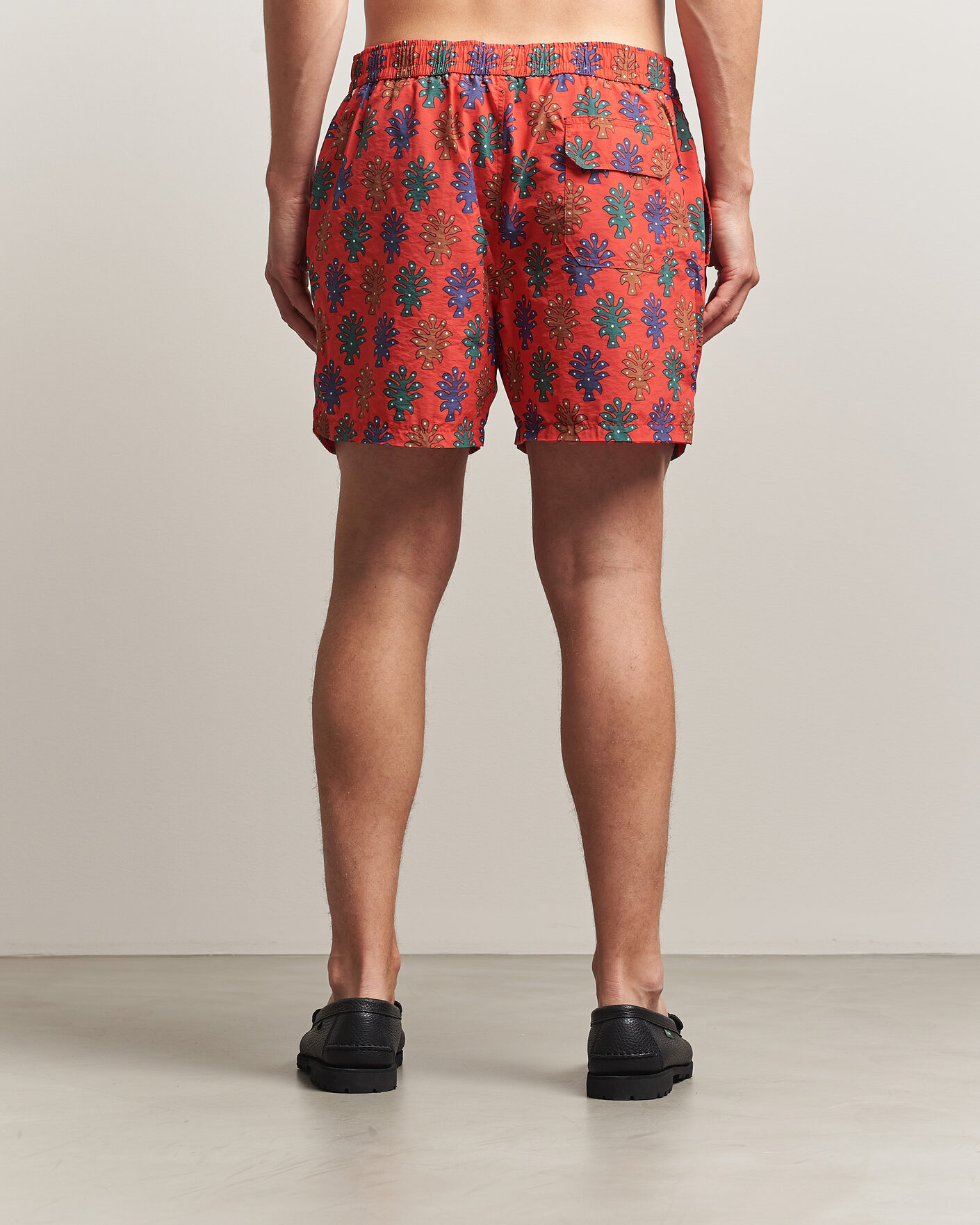Hombres | Bañadores | Drake's | Trees Drawstring Swimshorts Tomato