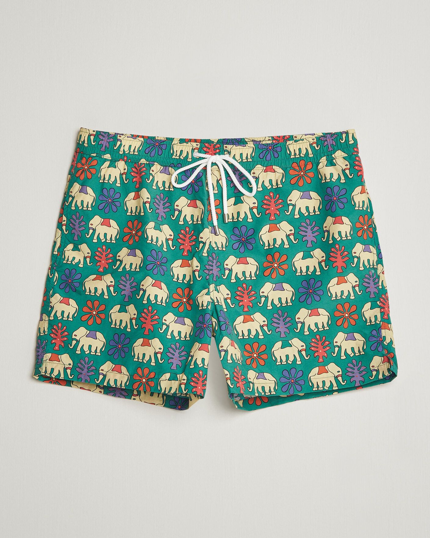 Hombres | Bañadores | Drake's | Elephants Drawstring Swimshorts Green