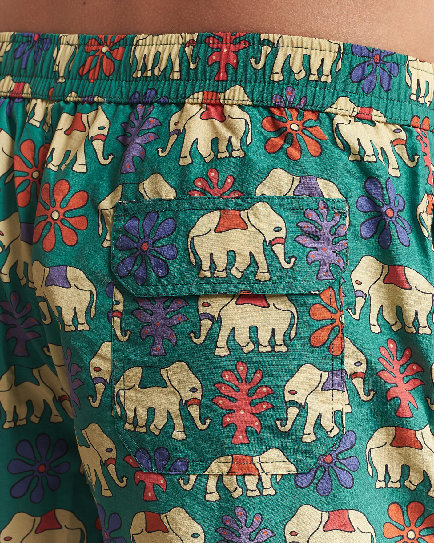 Hombres | Bañadores | Drake's | Elephants Drawstring Swimshorts Green
